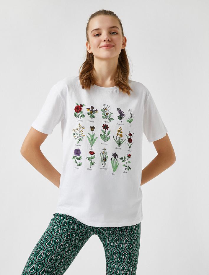  Baskılı Kısa Kollu Pamuklu Tişört