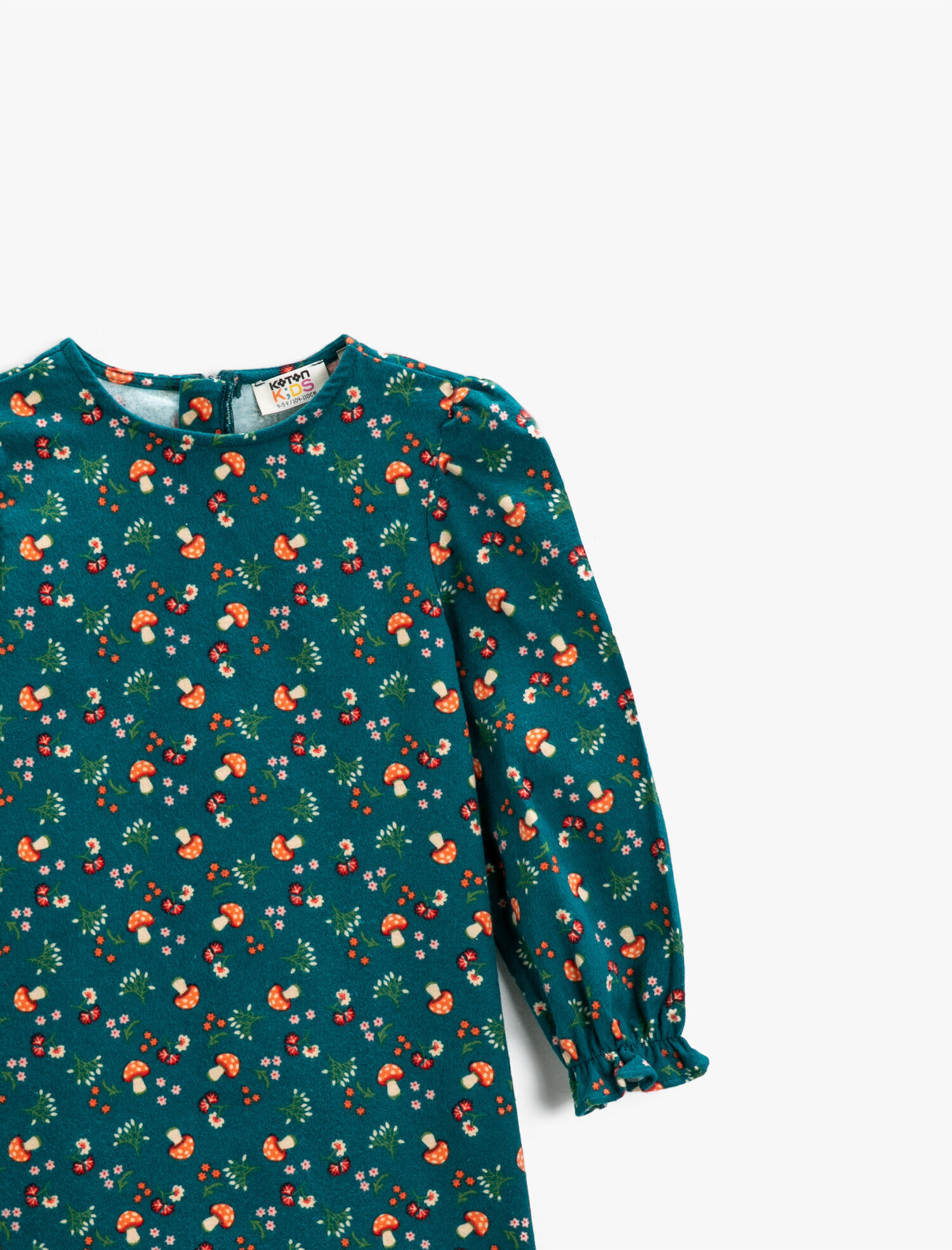 Kız Çocuk Çiçekli Uzun Kollu Elbise Pamuklu