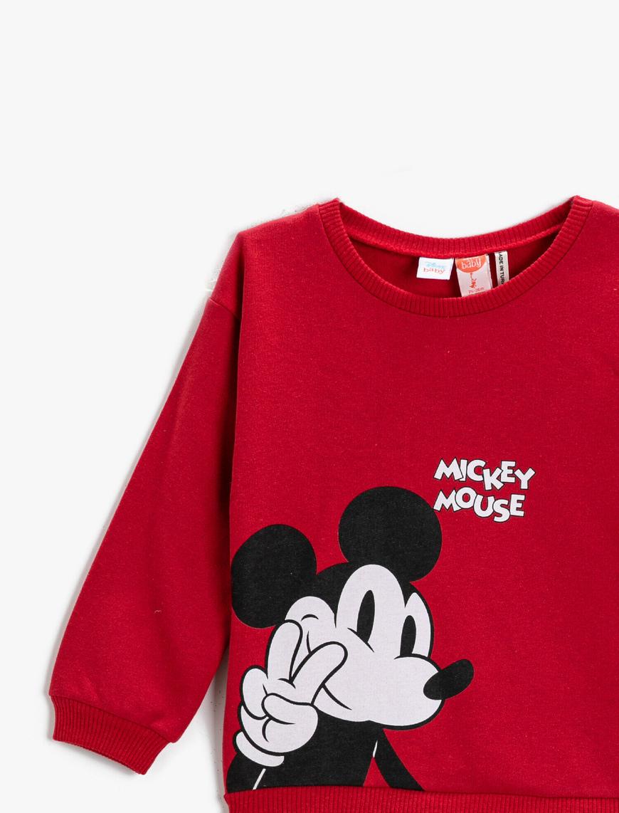  Erkek Bebek Mickey Mouse Baskılı Sweatshirt Lisanslı