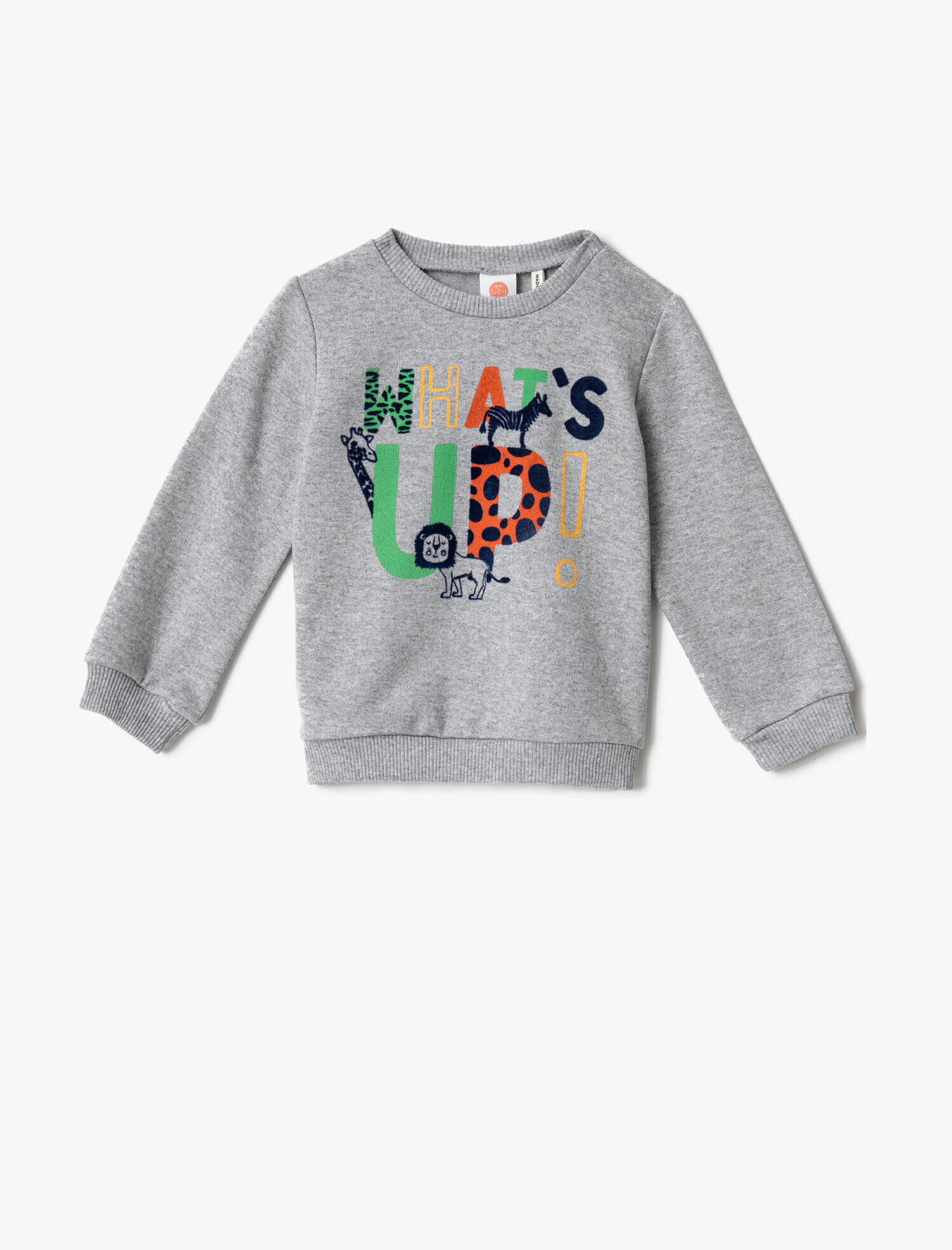  Erkek Bebek Baskılı Sweatshirt Bisiklet Yaka