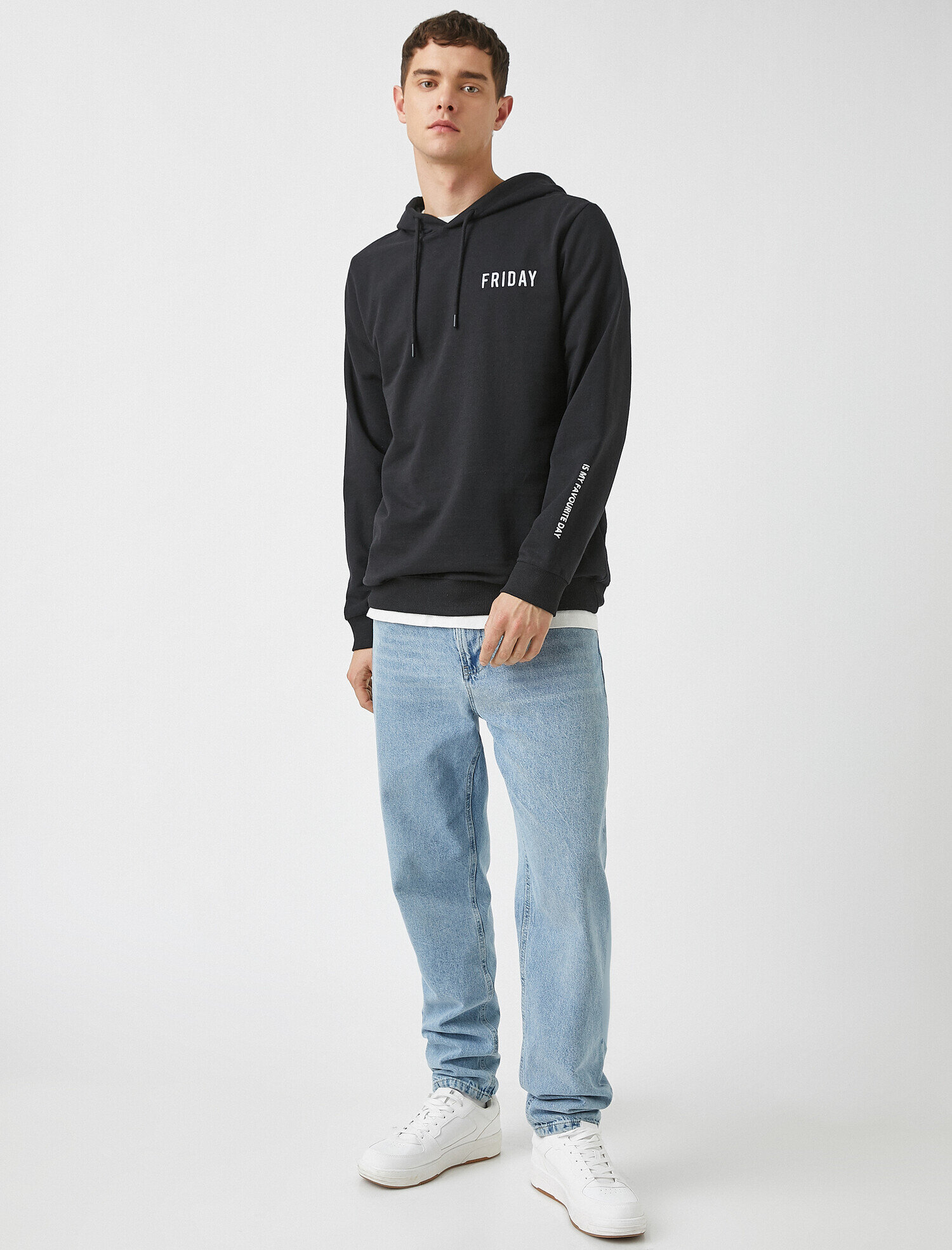   Baskılı Kapşonlu Sweatshirt