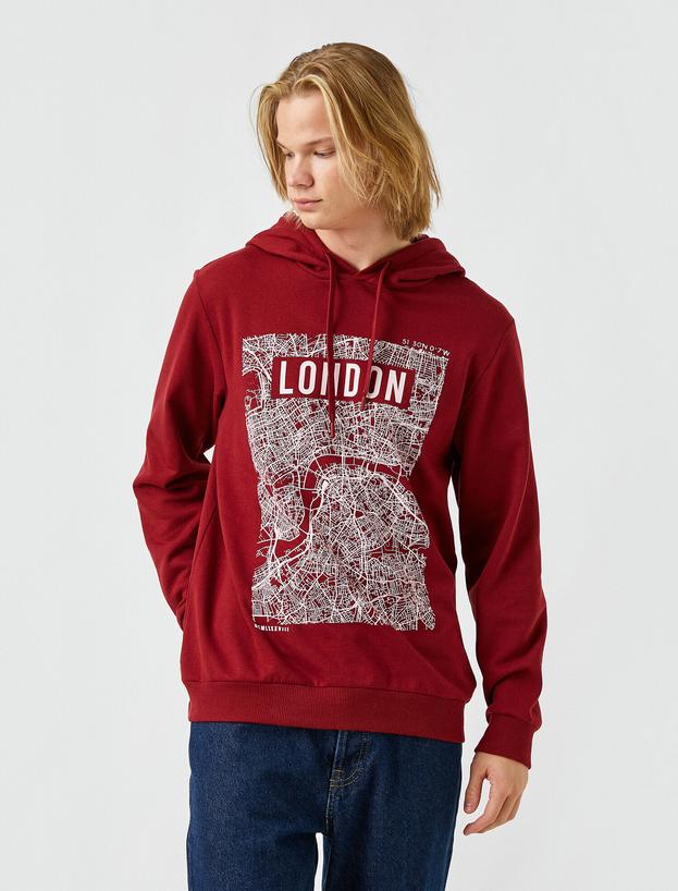  Londra Baskılı Kapşonlu Sweatshirt