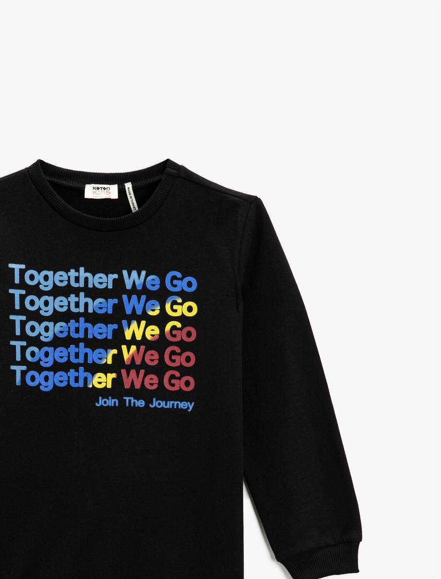  Erkek Çocuk Slogan Baskılı Sweashirt Bisiklet Yaka