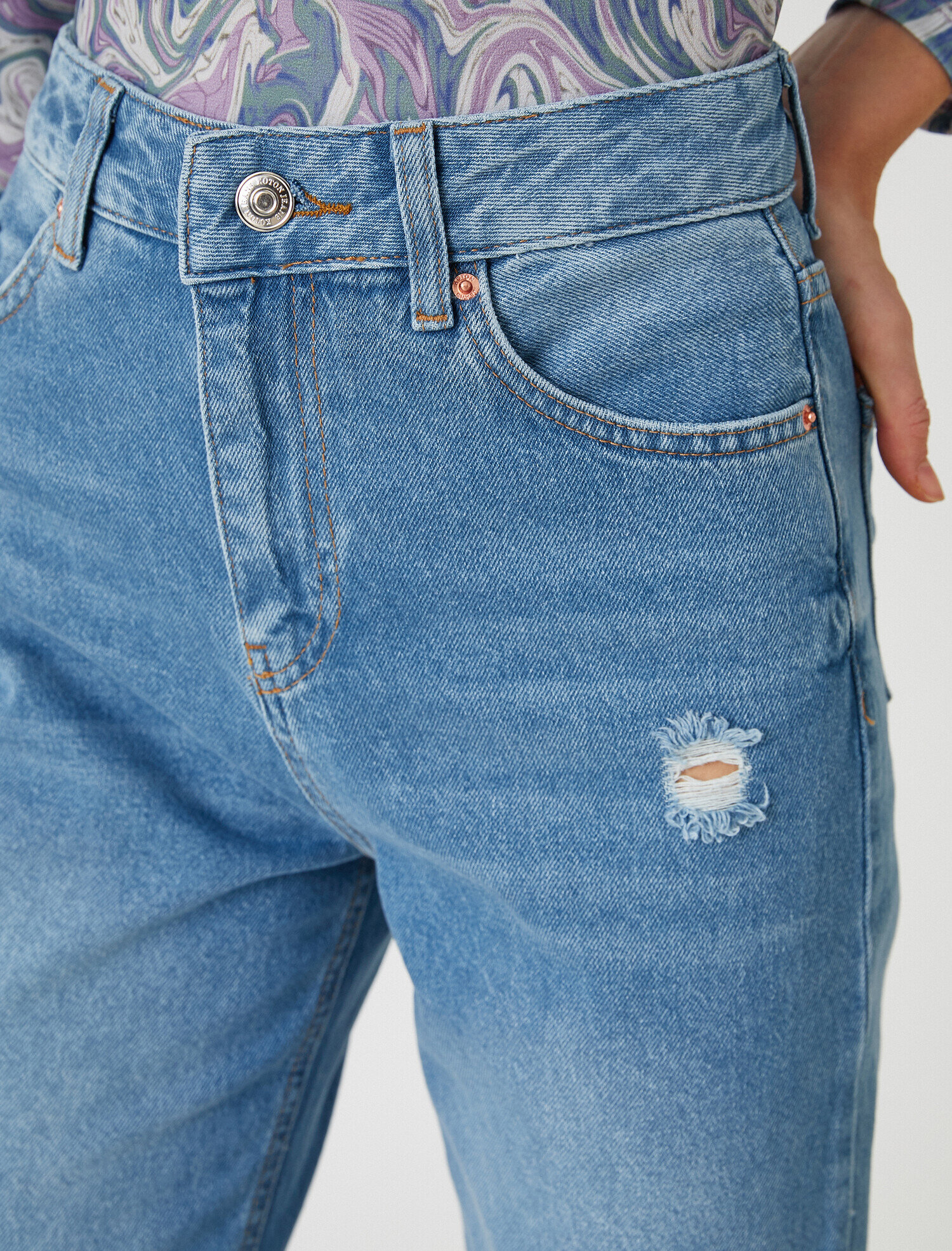   Yüksek Bel Bol Paça Kot Pantolon