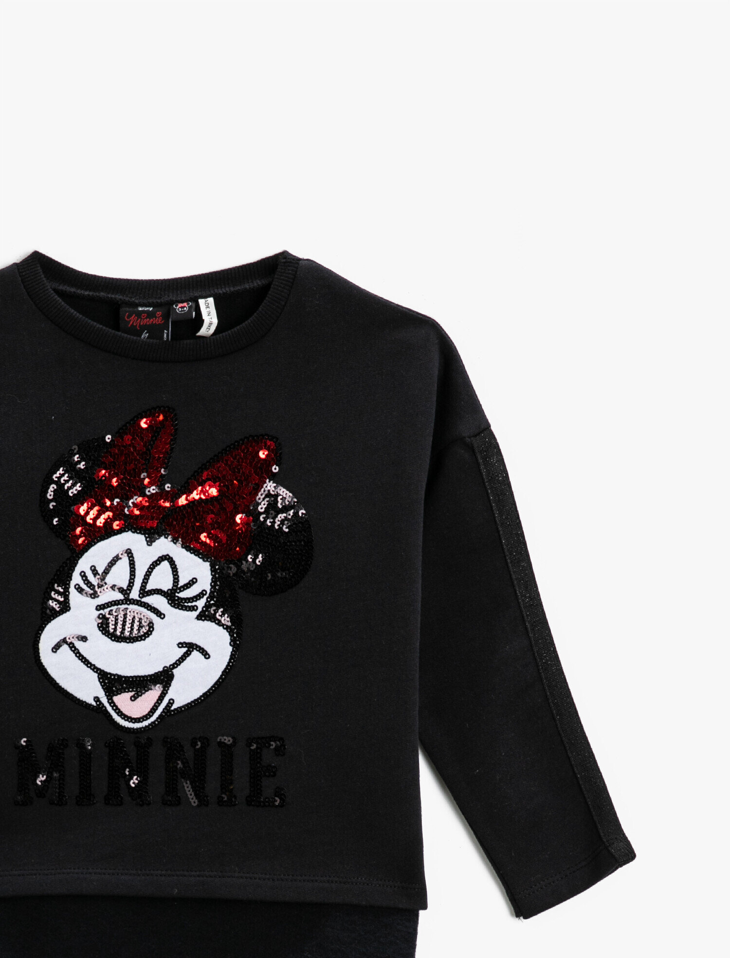  Kız Çocuk Minnie Mouse Lisanslı Baskı Sweatshirt Pullu Uzun Kollu