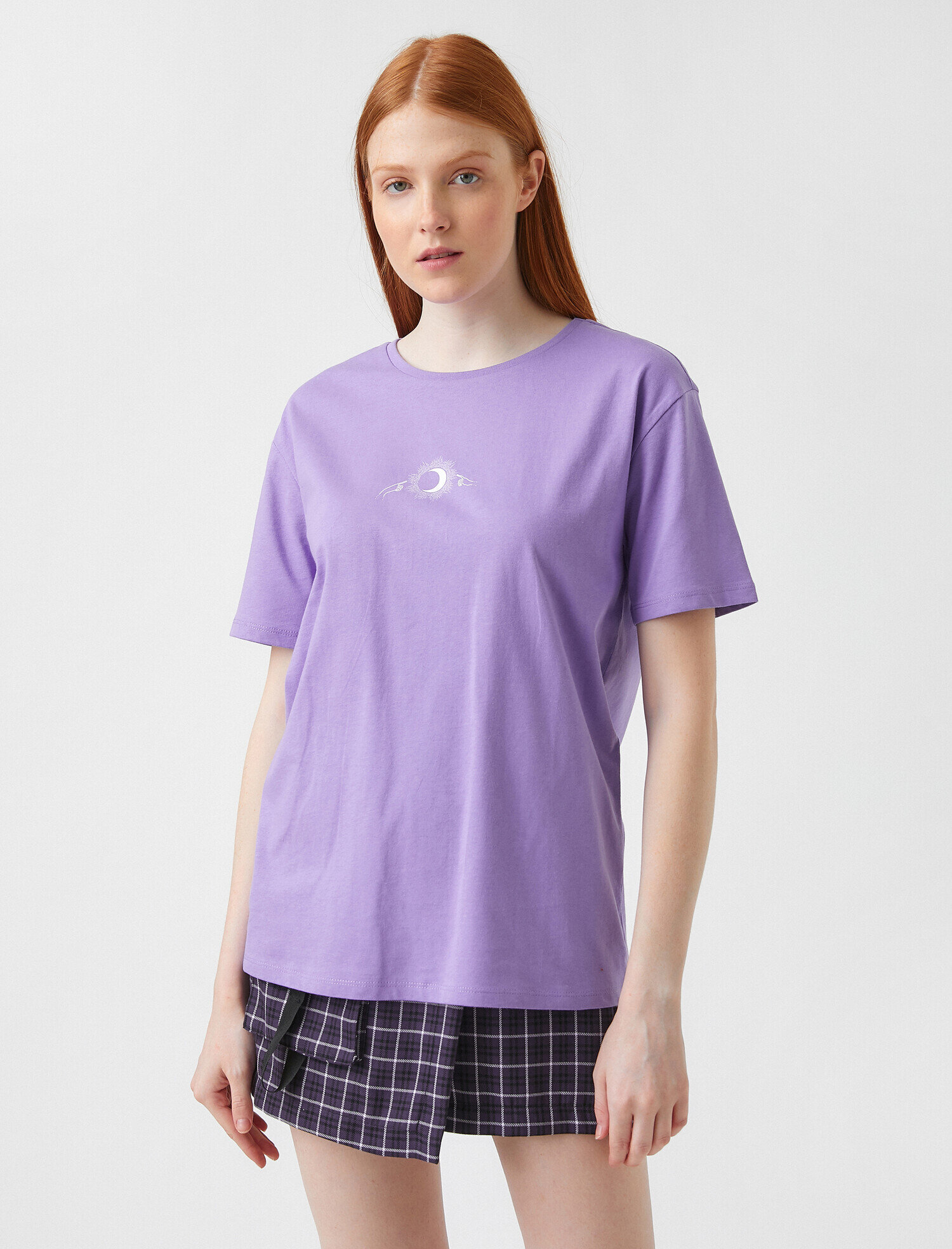   Bisiklet Yaka Kısa Kollu Baskılı Tişört