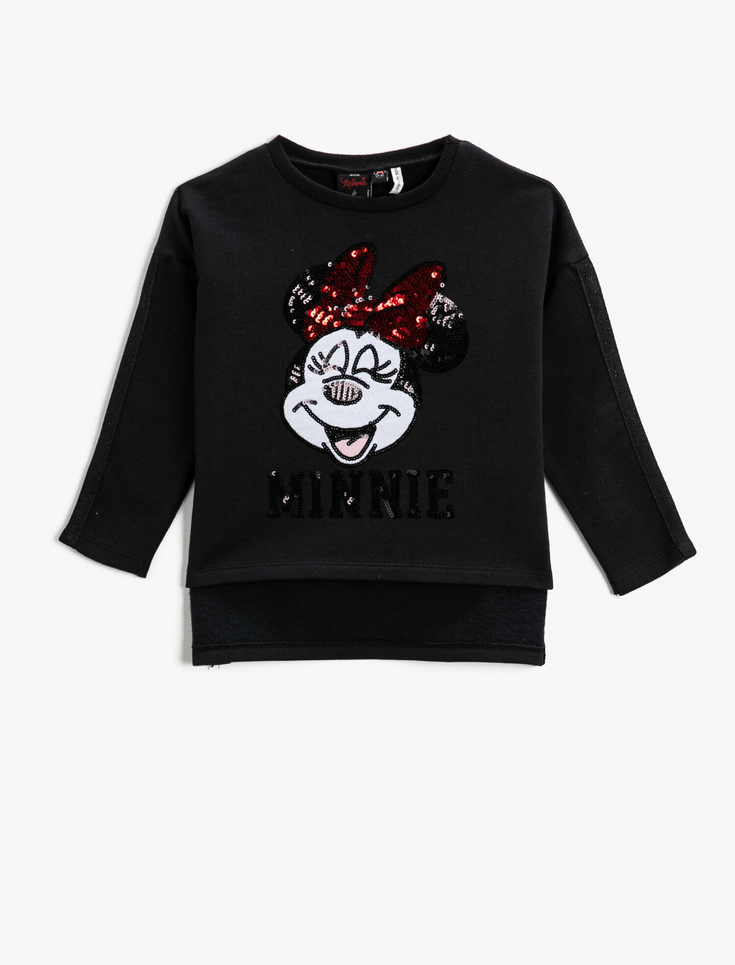  Kız Çocuk Minnie Mouse Lisanslı Baskı Sweatshirt Pullu Uzun Kollu