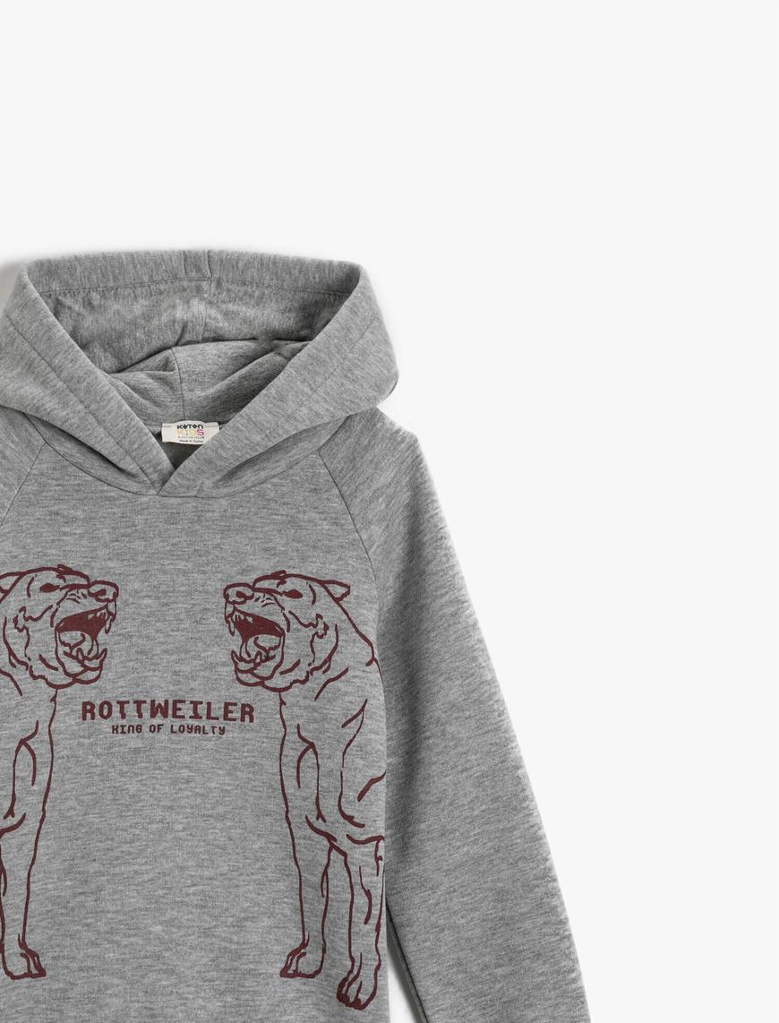  Erkek Çocuk Rottweiler Köpek Baskılı Kapüşonlu Sweatshirt