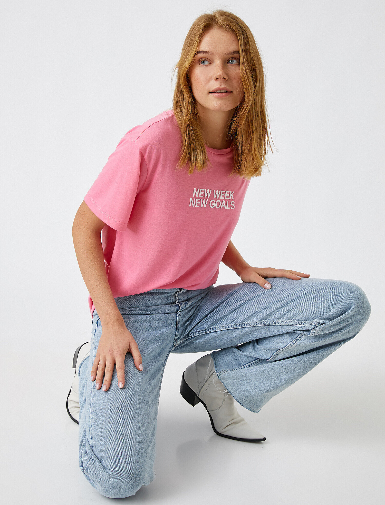   Bisiklet Yaka Baskılı Tişört