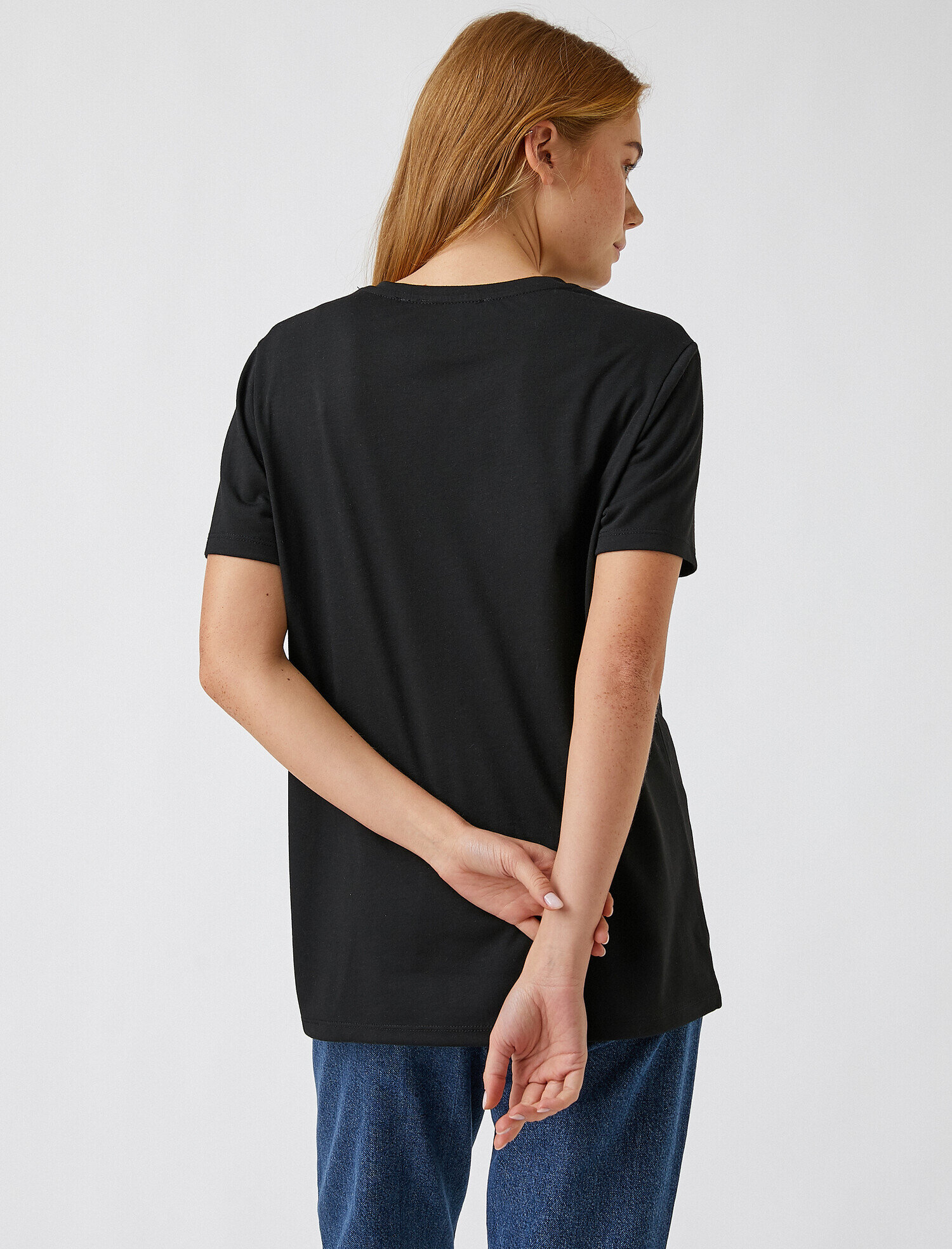   Bisiklet Yaka Baskılı Kısa Kollu Tişört