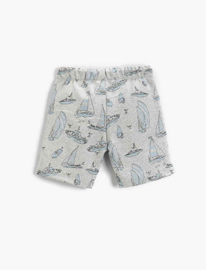 Erkek Çocuk Yaz Temalı Baskılı Şort Beli Bağcıklı