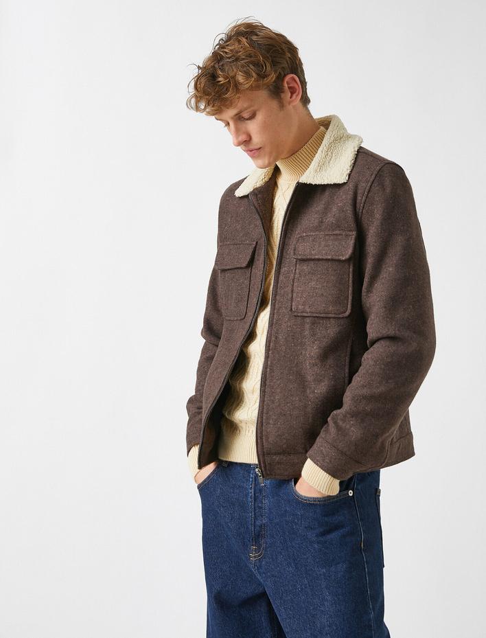  Suni Kürk Yakalı Kaşe Mont