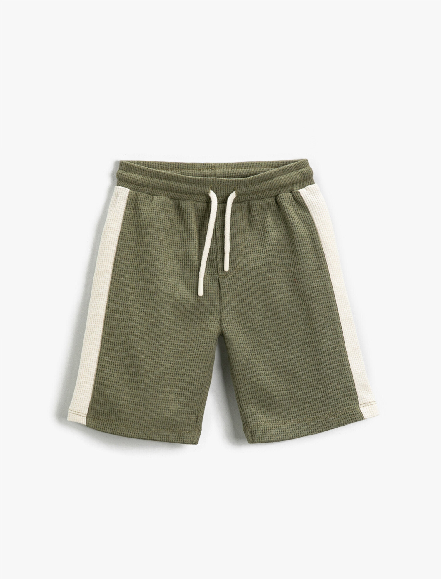  Erkek Çocuk Dokulu Renk Bloklu Şort Beli Bağcıklı