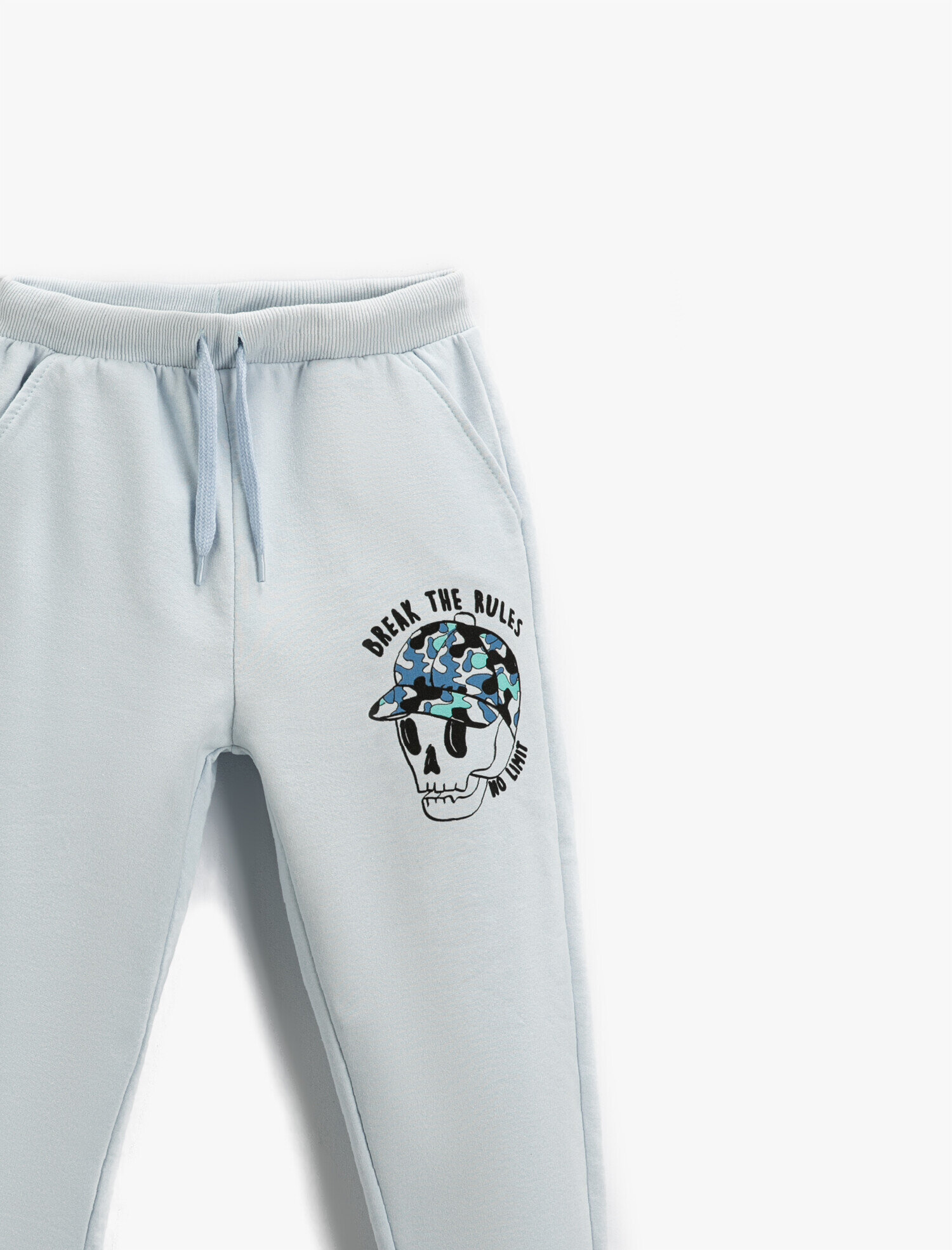  Erkek Çocuk Kuru Kafa Baskılı Jogger Eşofman Altı Beli Bağcıklı Cepli