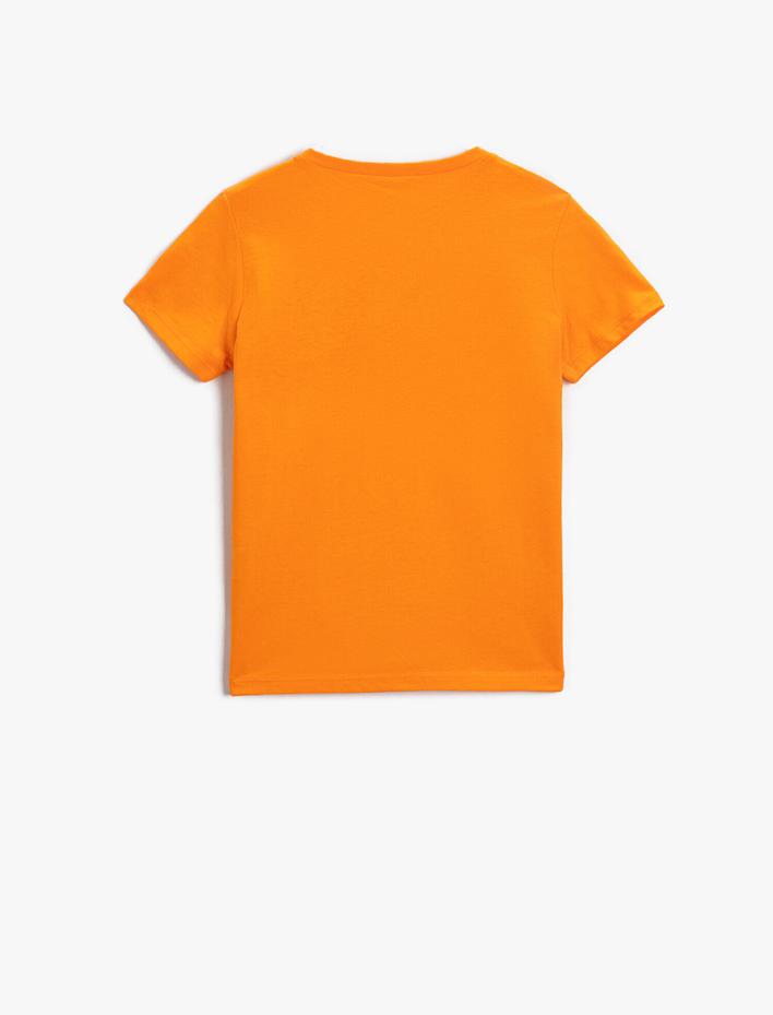 Erkek Çocuk UFO Baskılı Kısa Kollu Tişört Pamuklu Bisiklet Yaka