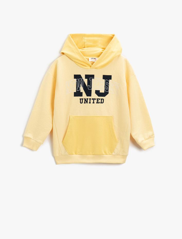 Erkek Çocuk Baskılı Kanguru Cepli Kapüşonlu Sweatshirt