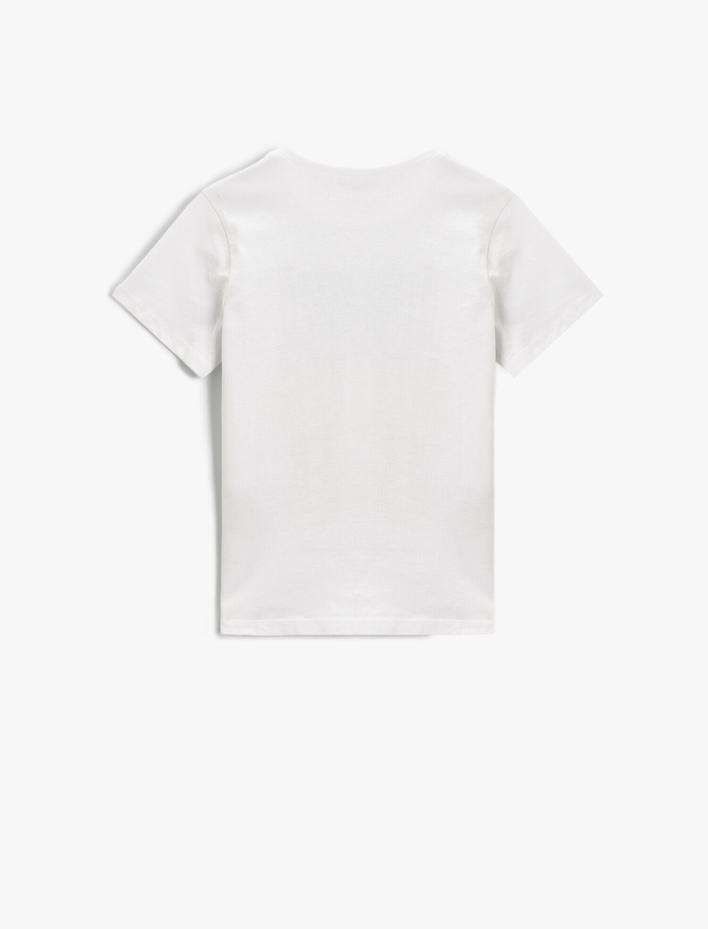 Erkek Çocuk Slogan Baskılı Kısa Kollu Tişört Pamuklu Bisiklet Yaka