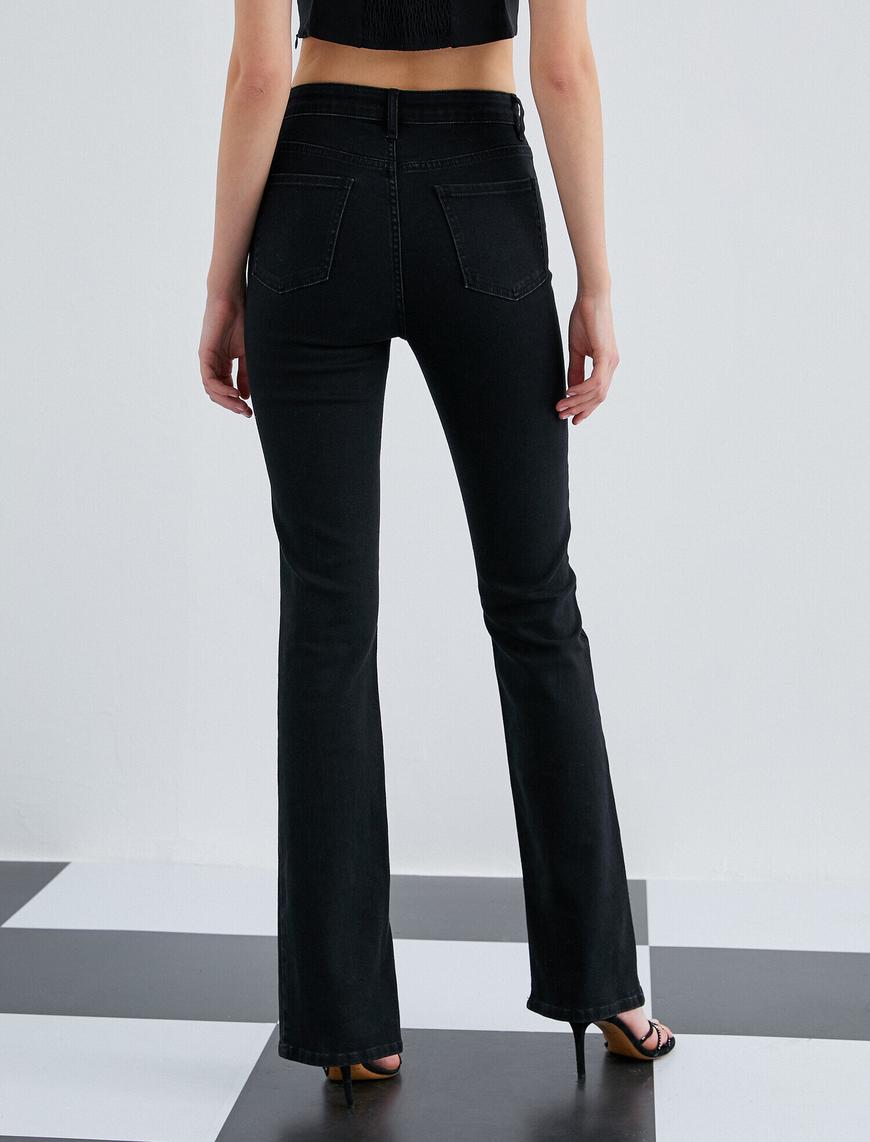   Yüksek Bel Kot Pantolon  - Slim Flare Jean