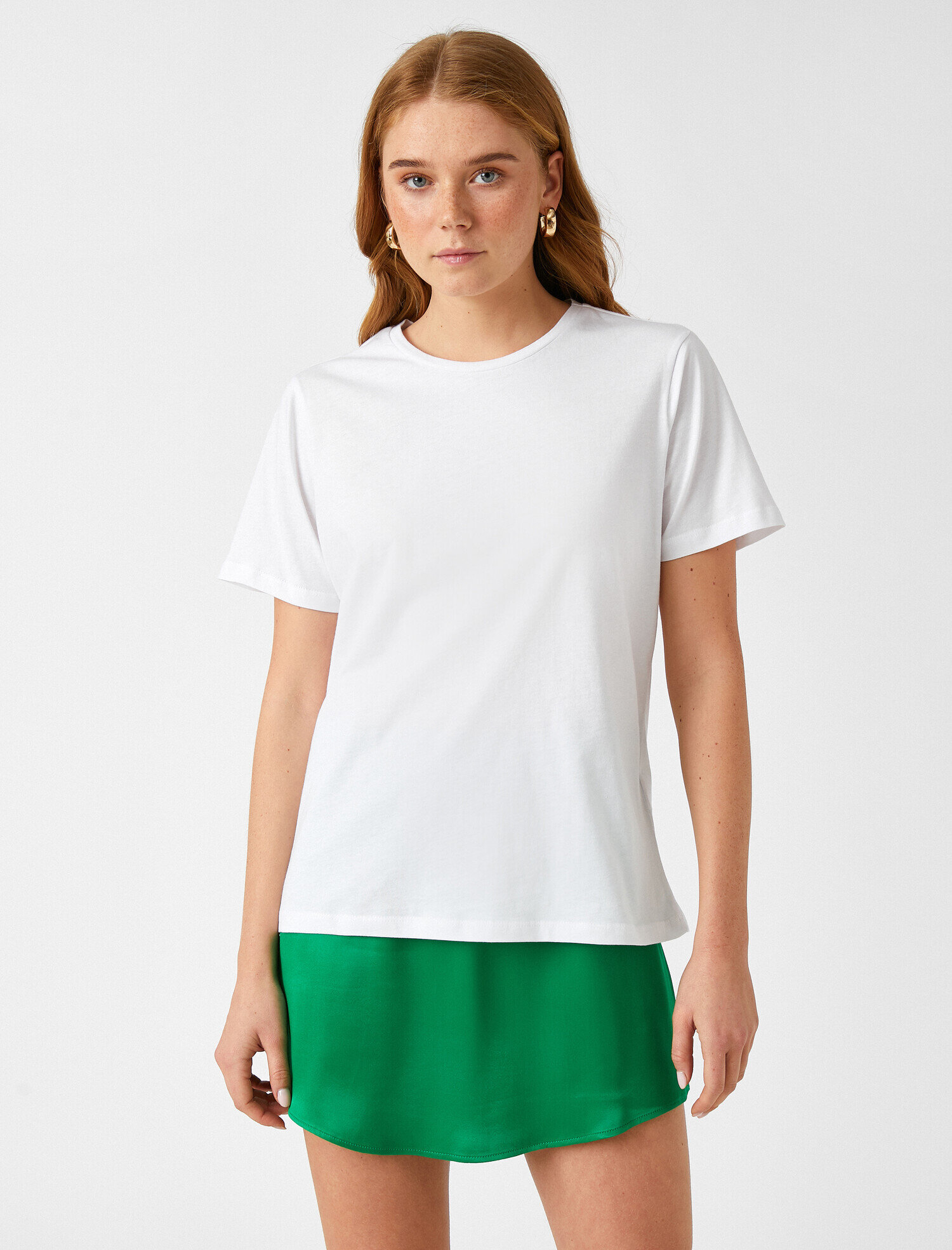   Bisiklet Yaka Kısa Kollu Pamuklu Basic Tişört