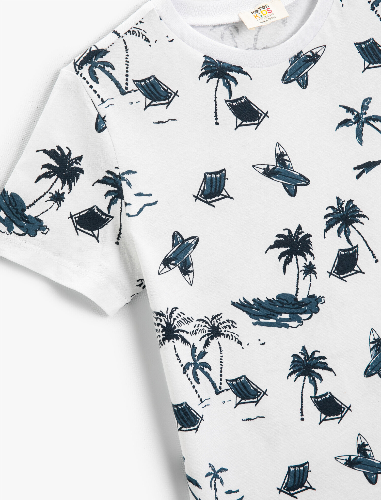  Erkek Çocuk Yaz Temalı Baskılı Kısa Kollu Tişört Pamuklu