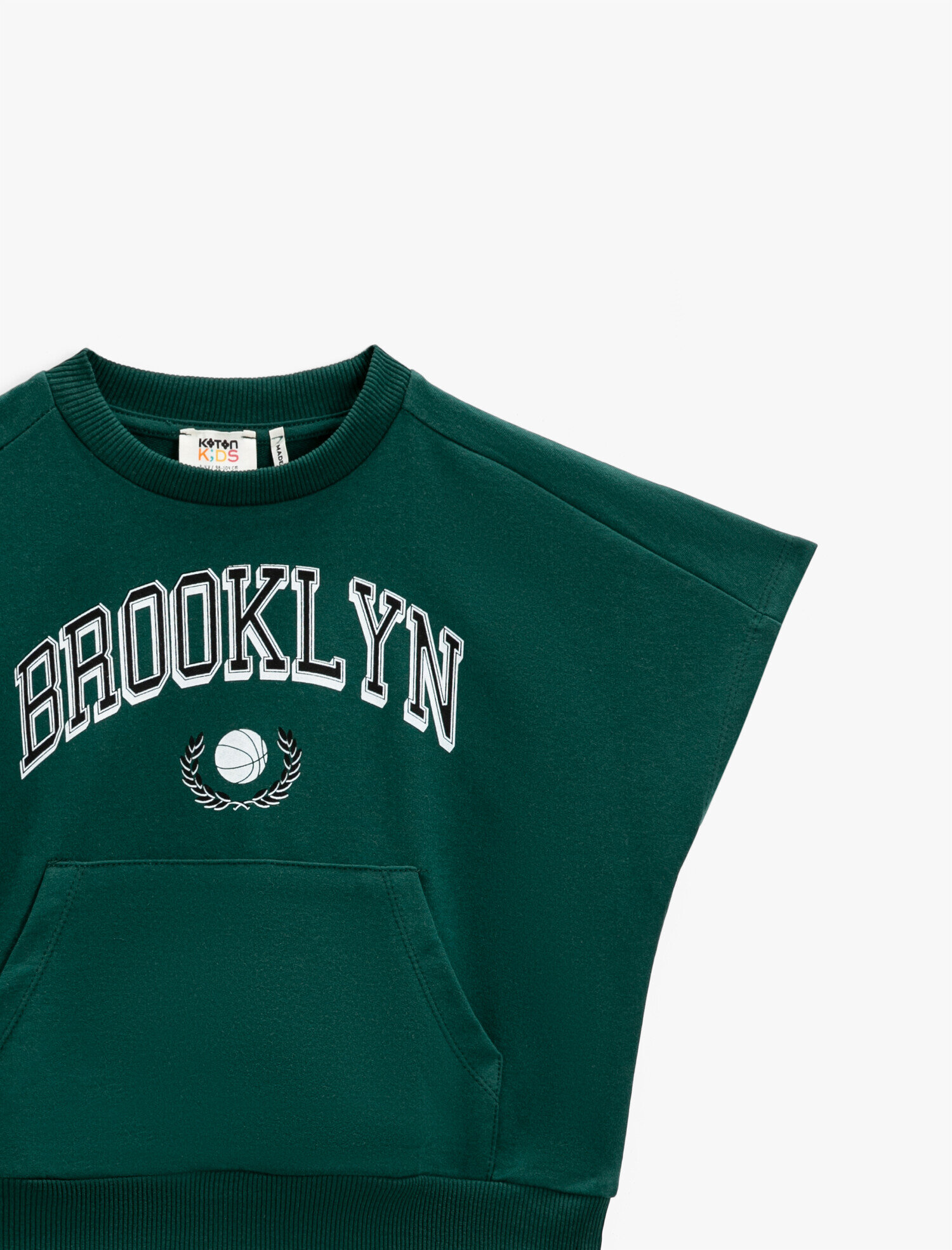  Erkek Çocuk Baskılı Kanguru Cepli Kısa Kollu Sweatshirt