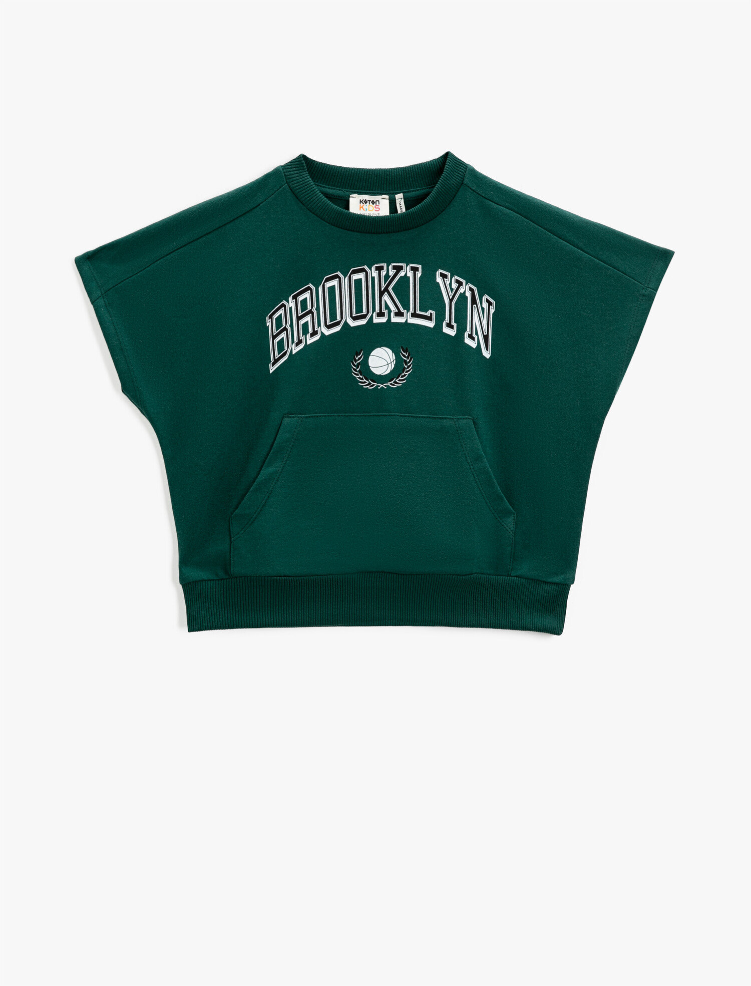  Erkek Çocuk Baskılı Kanguru Cepli Kısa Kollu Sweatshirt