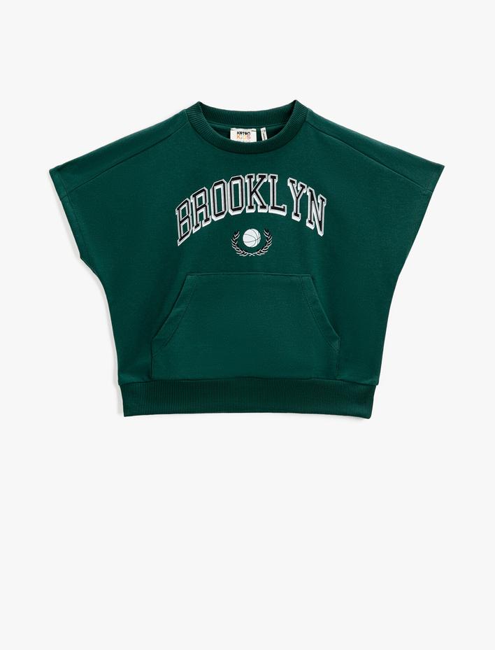 Erkek Çocuk Baskılı Kanguru Cepli Kısa Kollu Sweatshirt