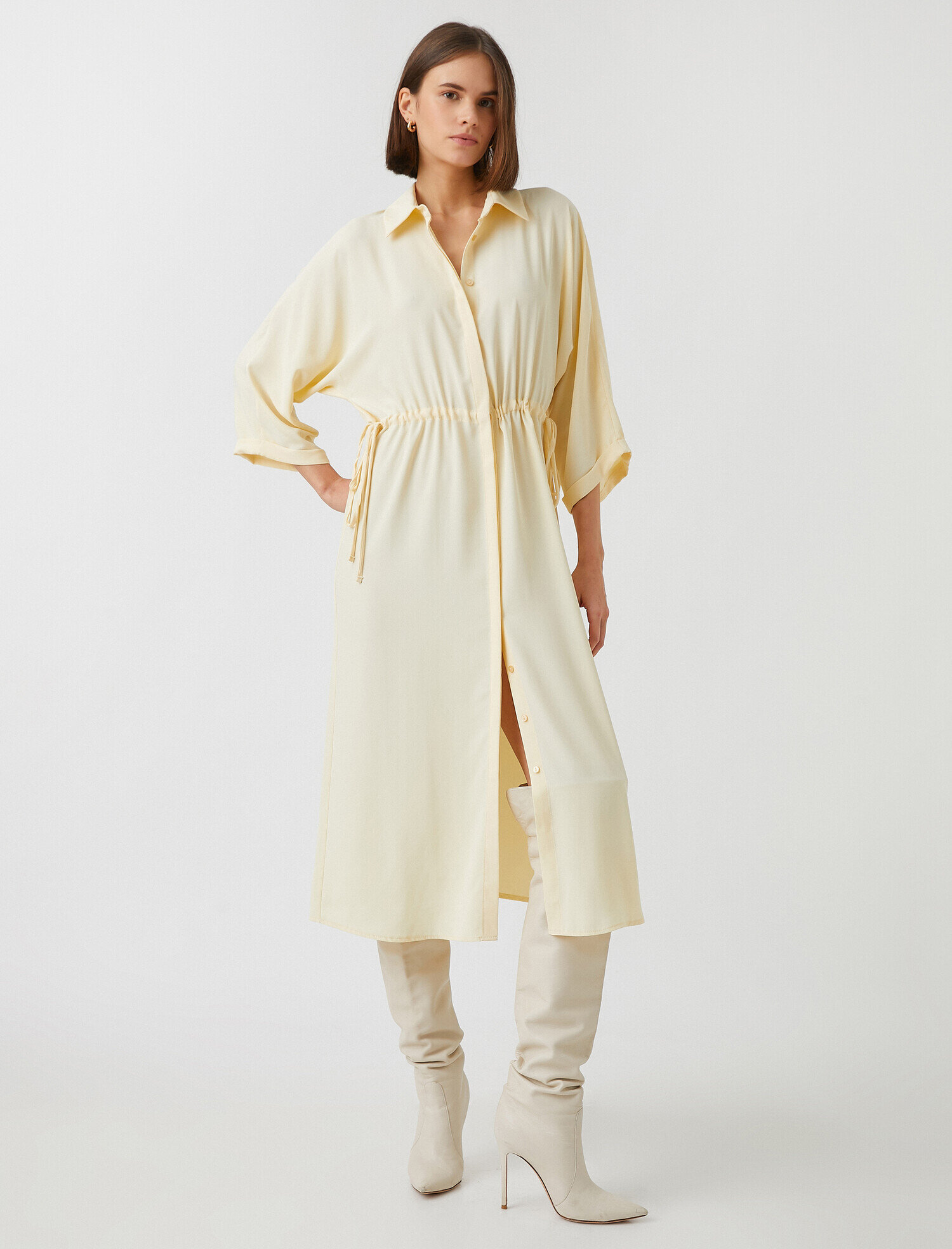   Düğmeli Midi Elbise