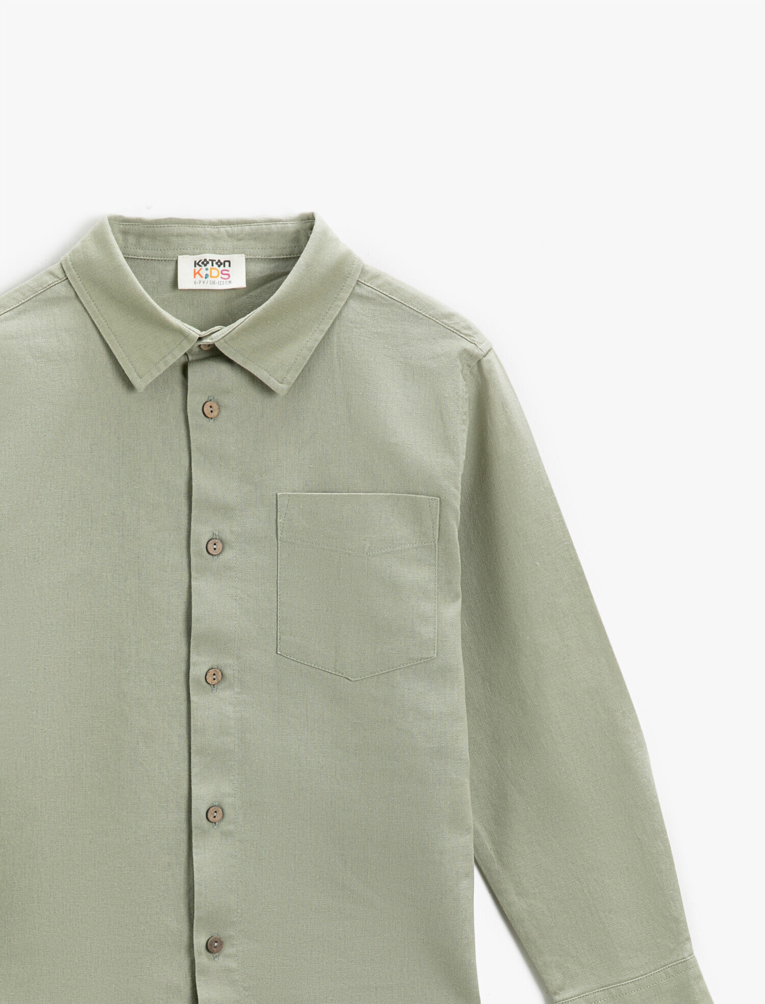  Erkek Çocuk Uzun Kollu Keten Gömlek Cepli