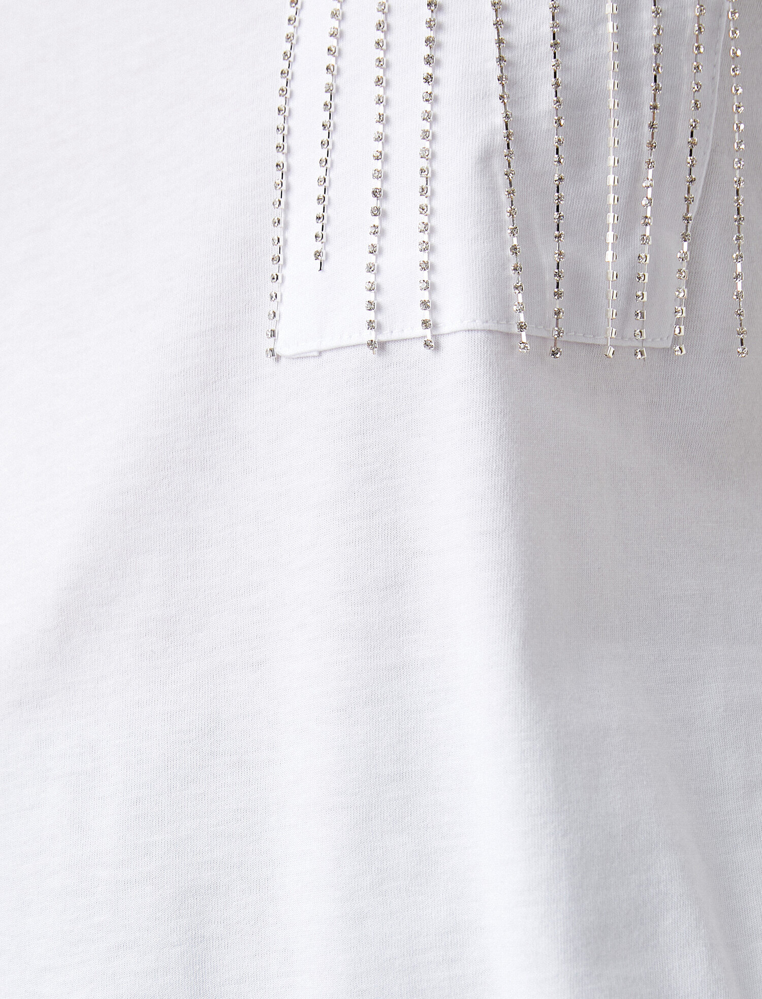   Bisiklet Yaka Kısa Kollu Zincir Detaylı Tişört