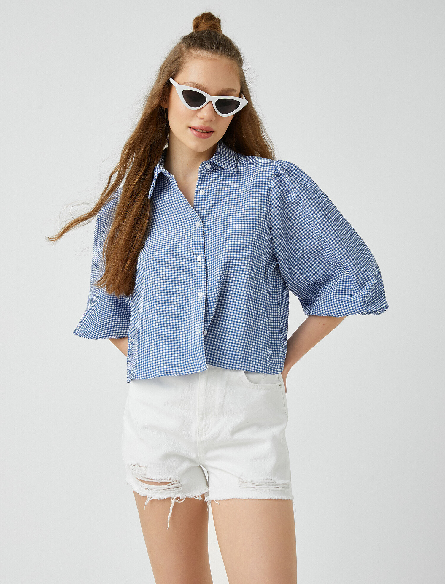   Balon Kollu Düğmeli Gömlek