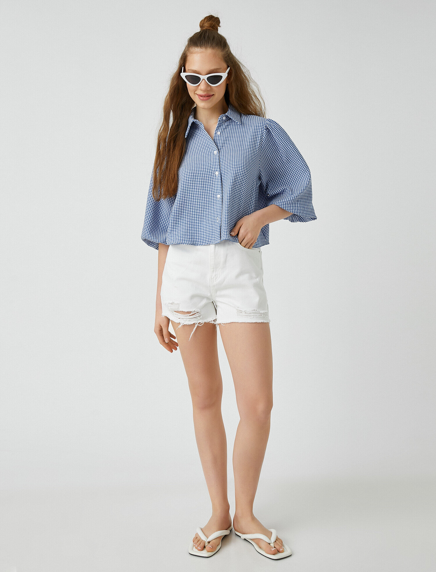   Balon Kollu Düğmeli Gömlek