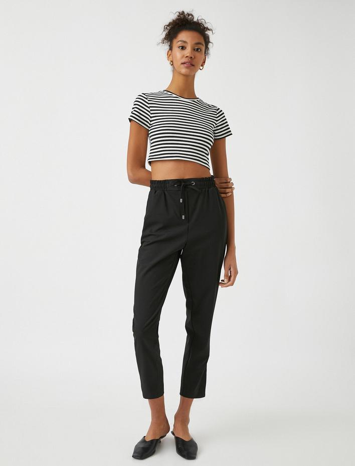  Beli Bağlamalı Yüksek Bel Pantolon