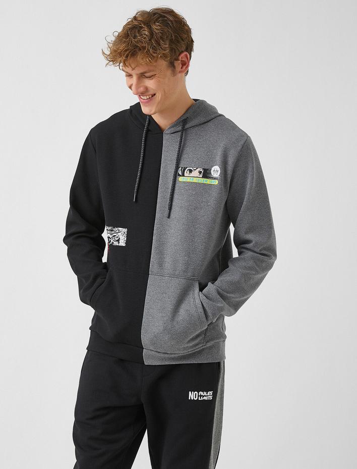  Anime Baskılı Kapüşonlu Sweatshirt
