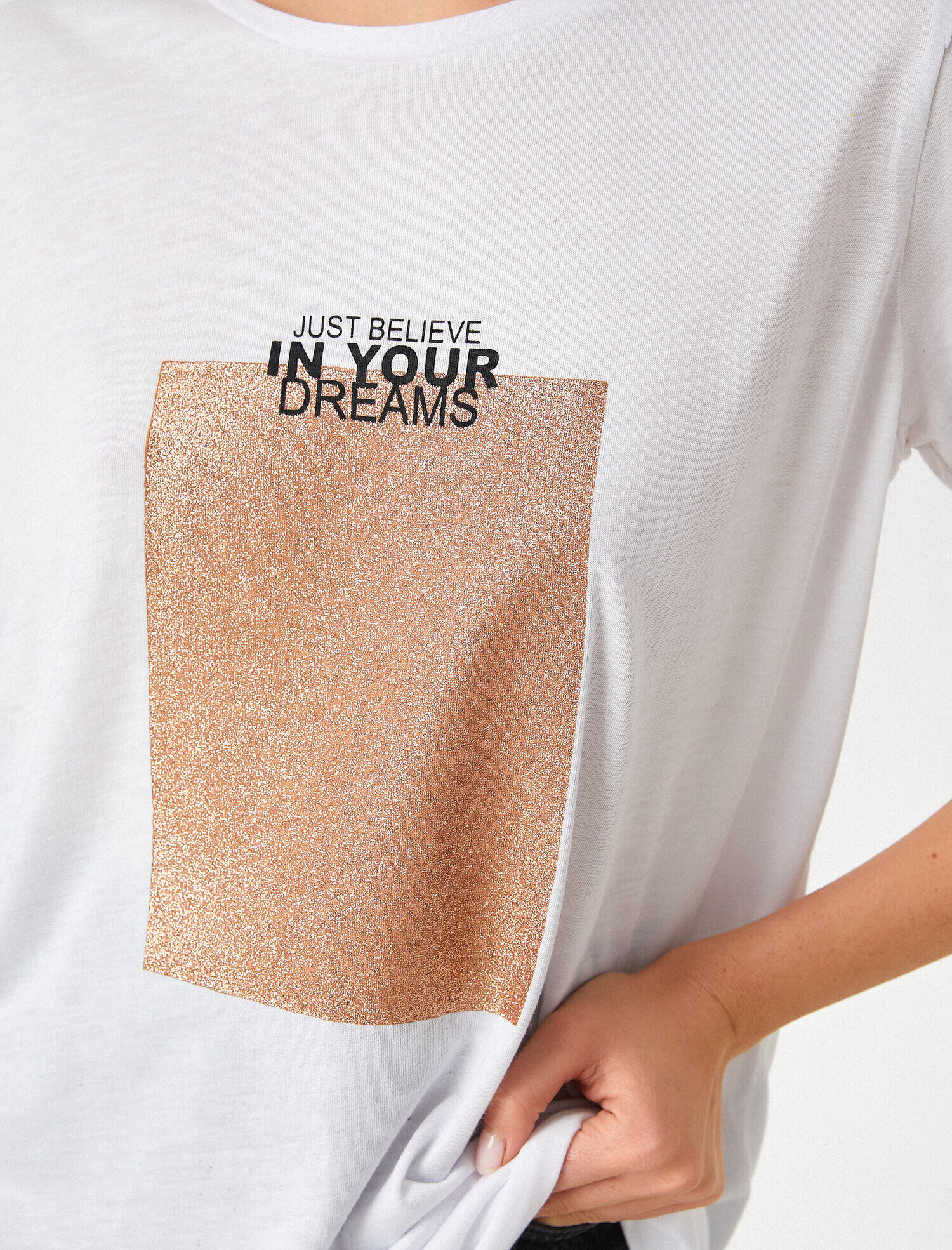   Bisiklet Yaka Kısa Kollu Baskılı Tişört