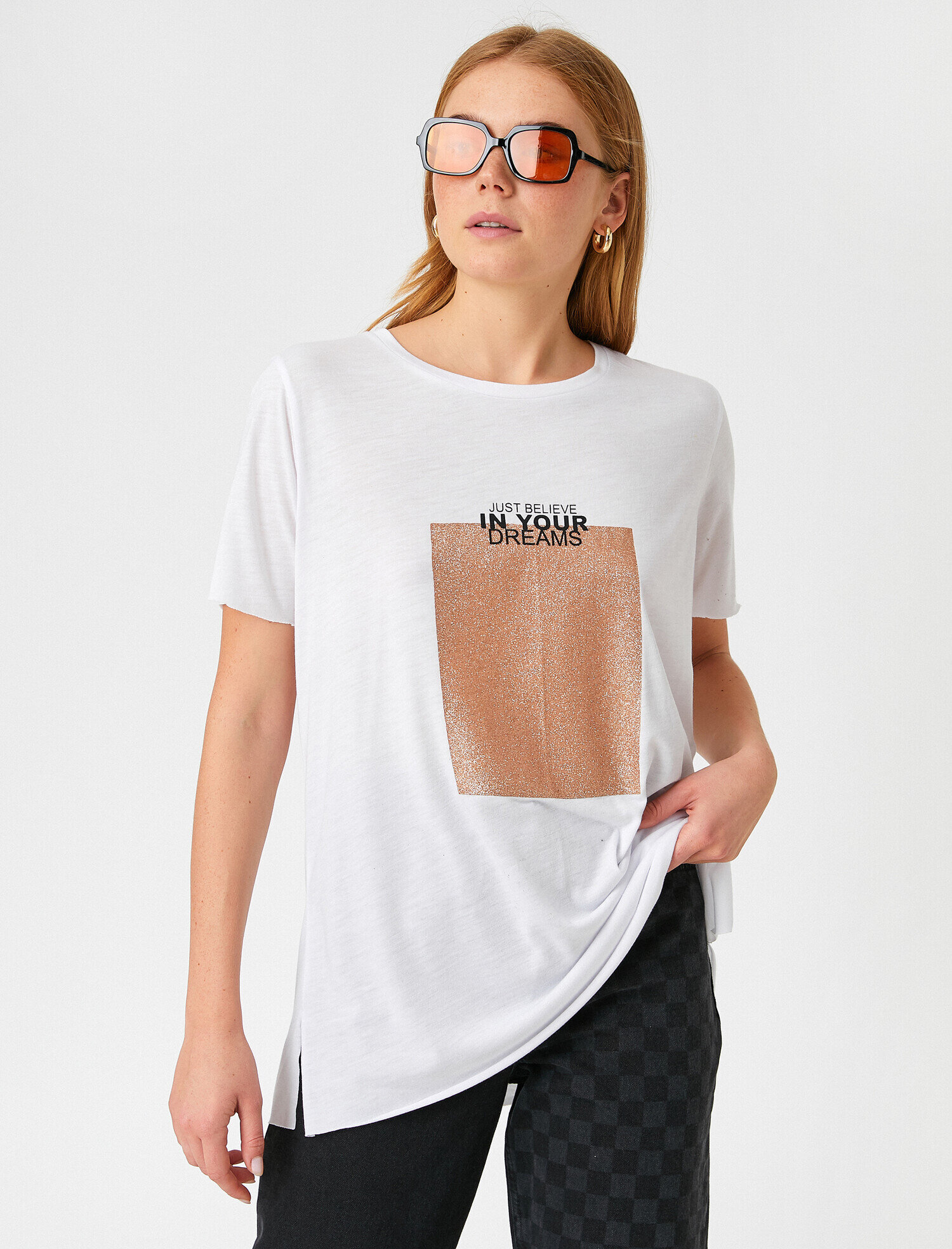   Bisiklet Yaka Kısa Kollu Baskılı Tişört