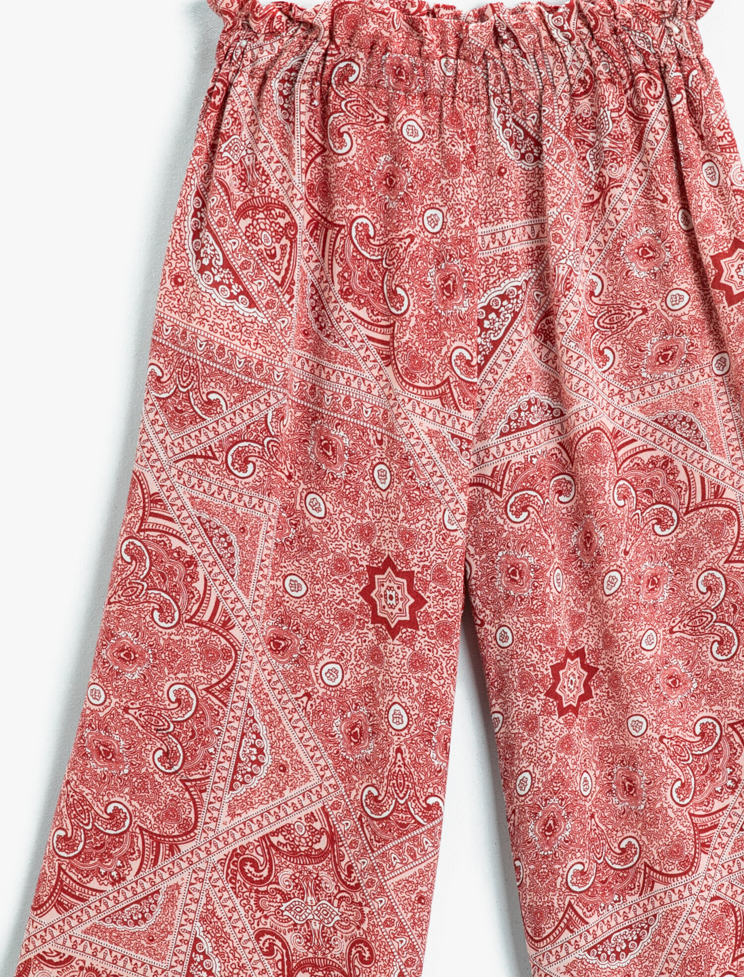  Kız Çocuk Şal Desenli Geniş Paça Pantolon
