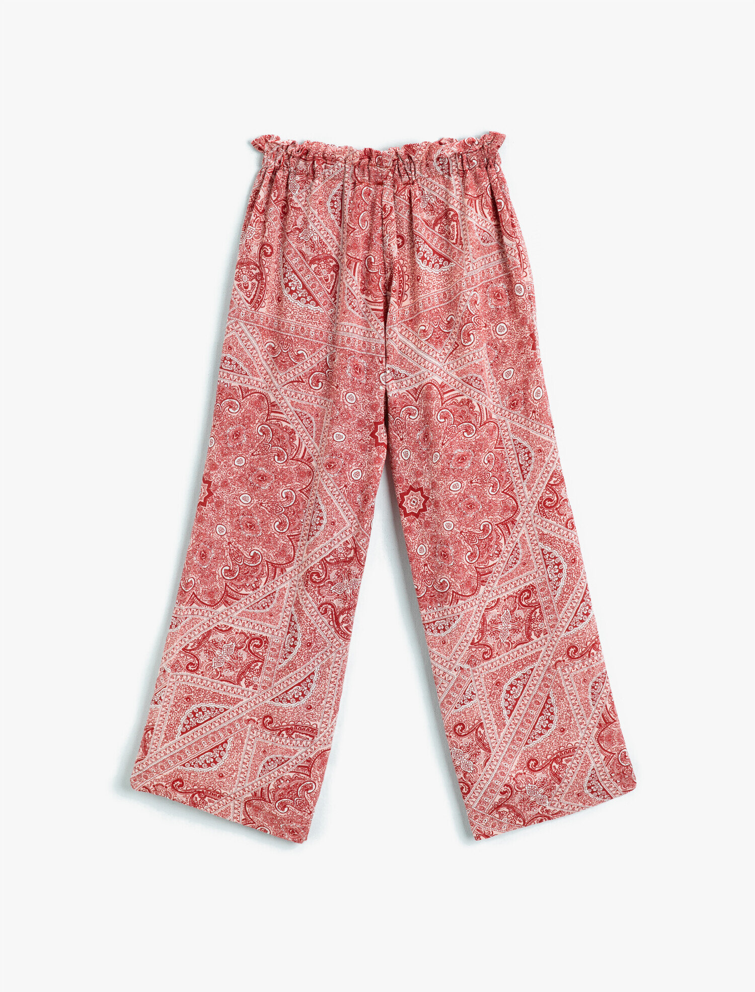  Kız Çocuk Şal Desenli Geniş Paça Pantolon