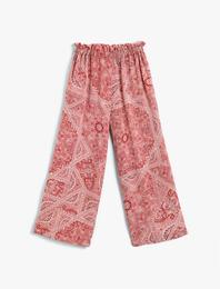 Şal Desenli Geniş Paça Pantolon