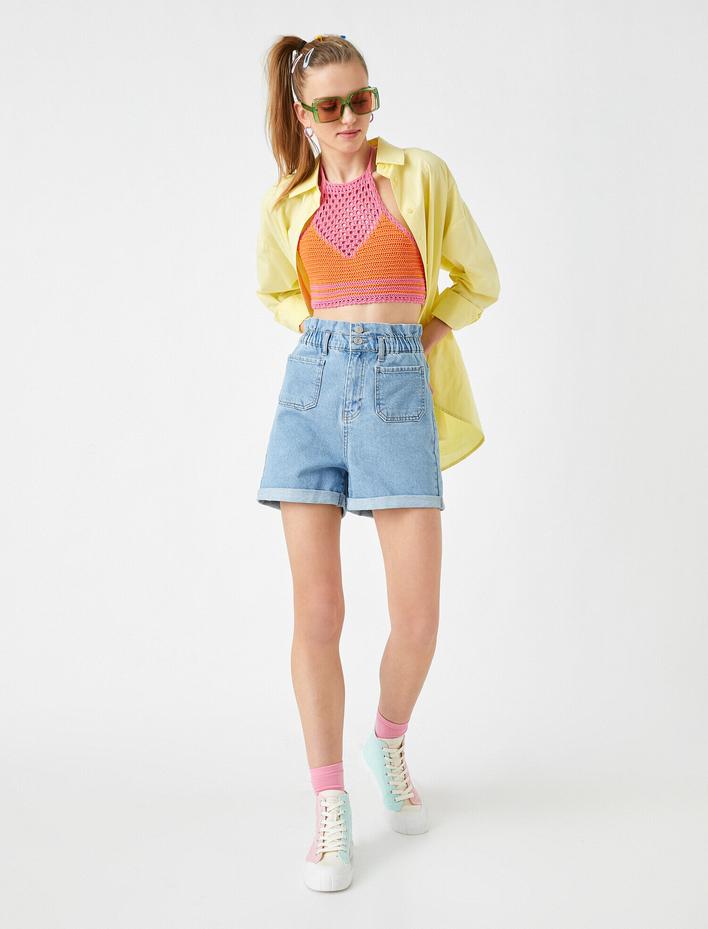  Yüksek Bel Kot Şort