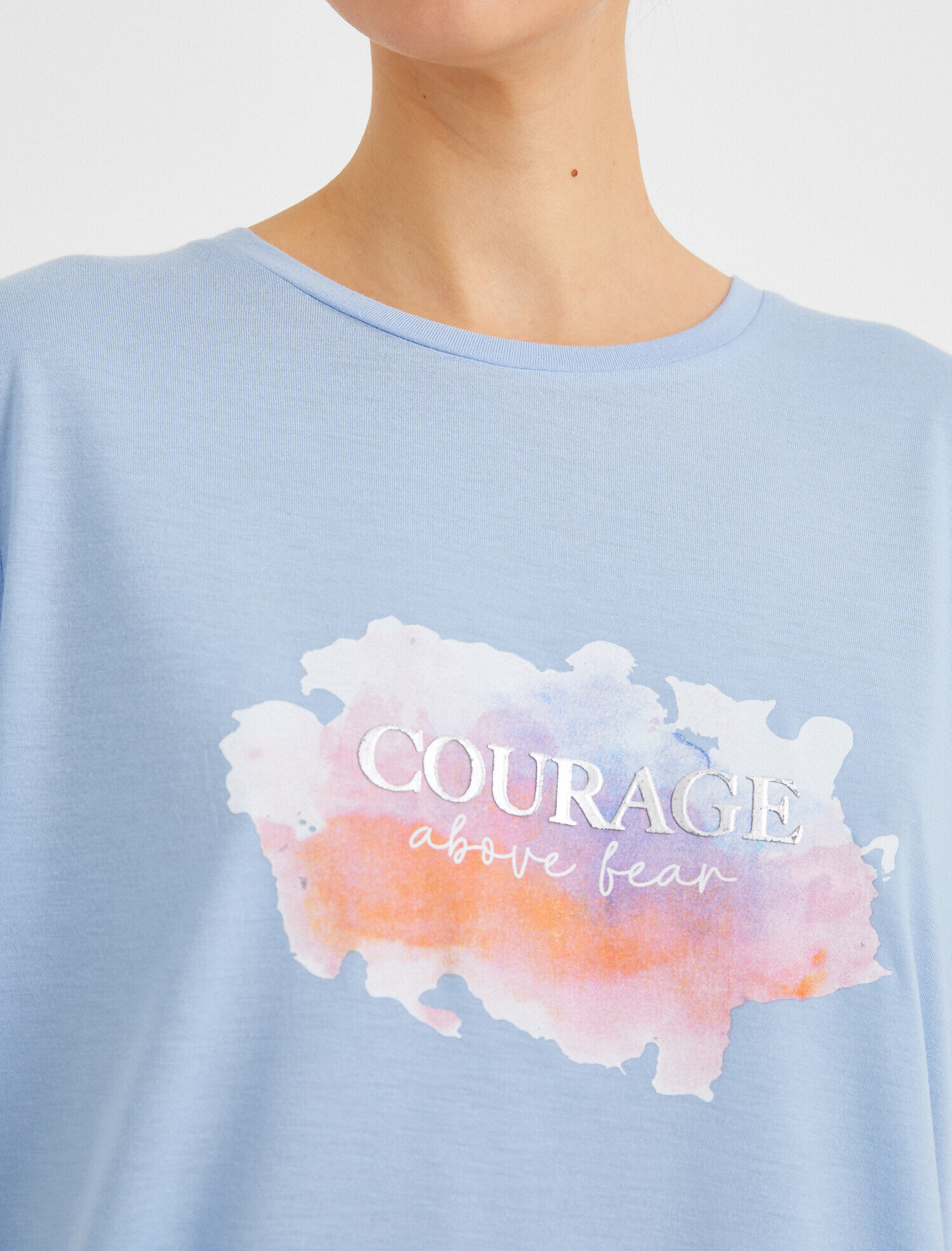   Bisiklet Yaka Kısa Kollu Baskılı Tişört