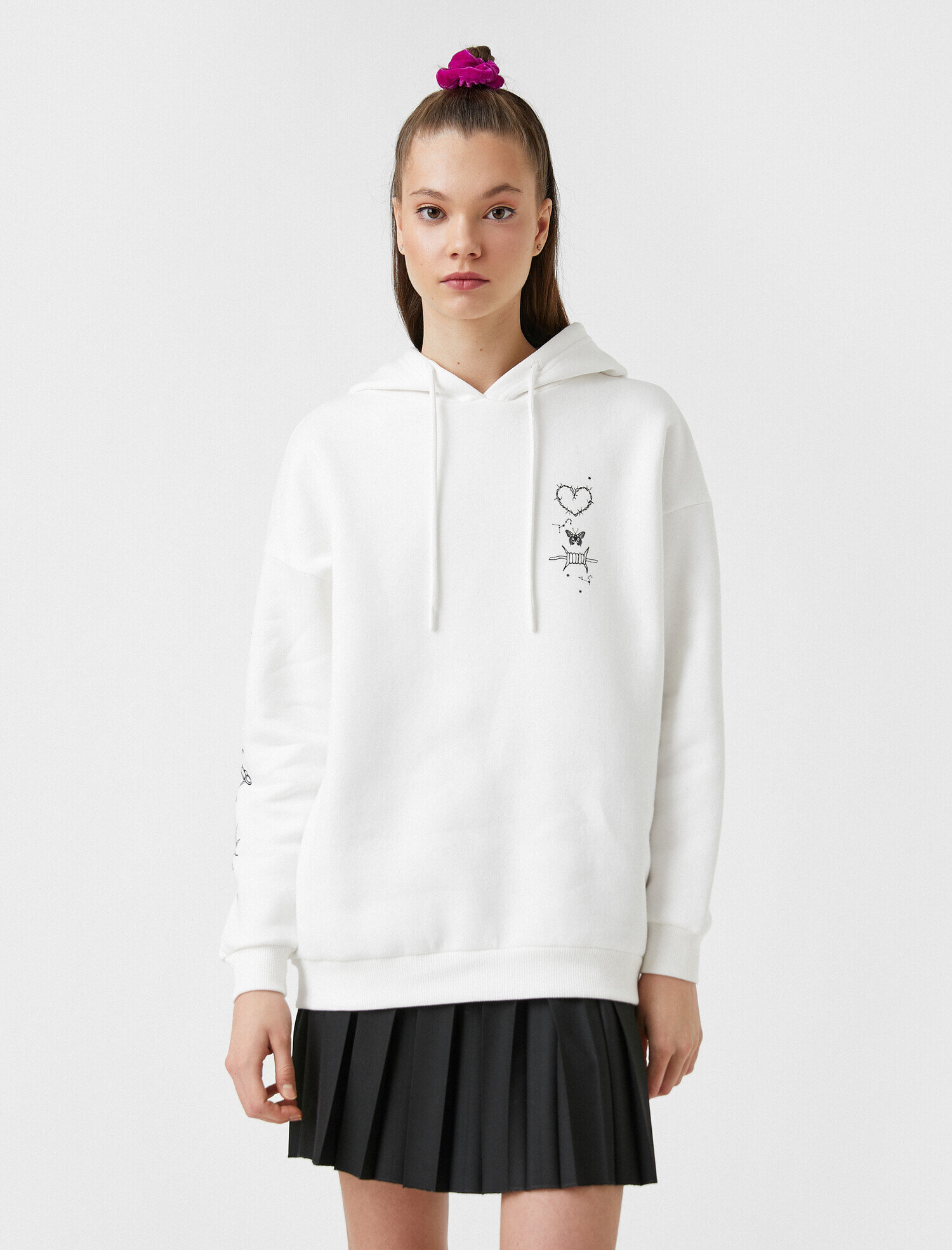   Kapüşonlu Baskılı Sweatshirt