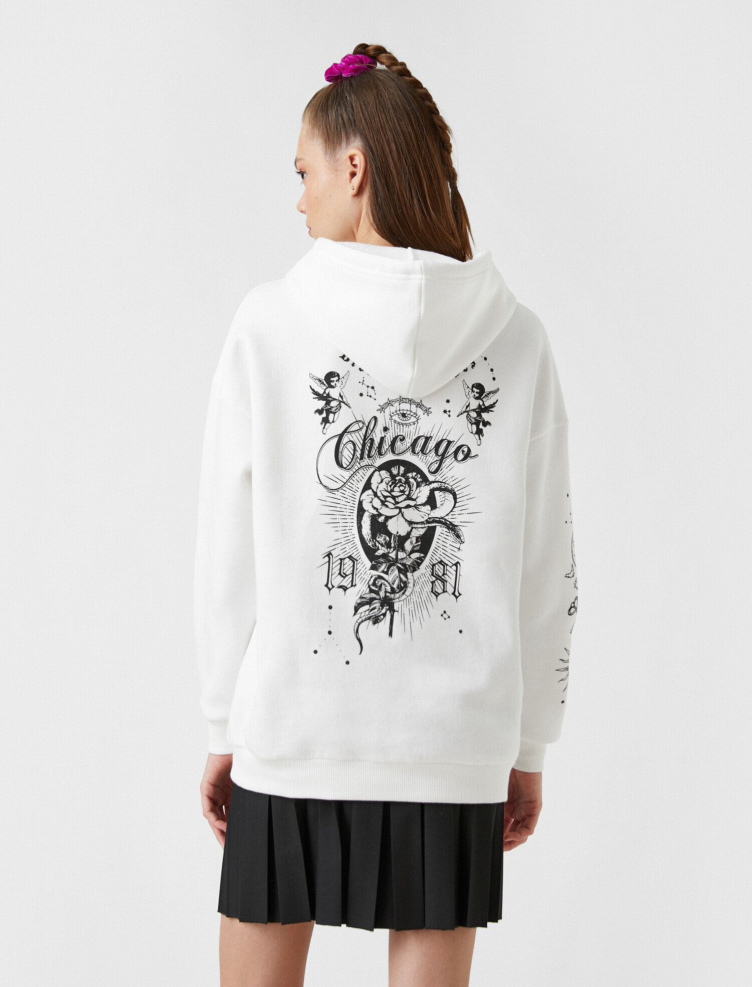   Kapüşonlu Baskılı Sweatshirt