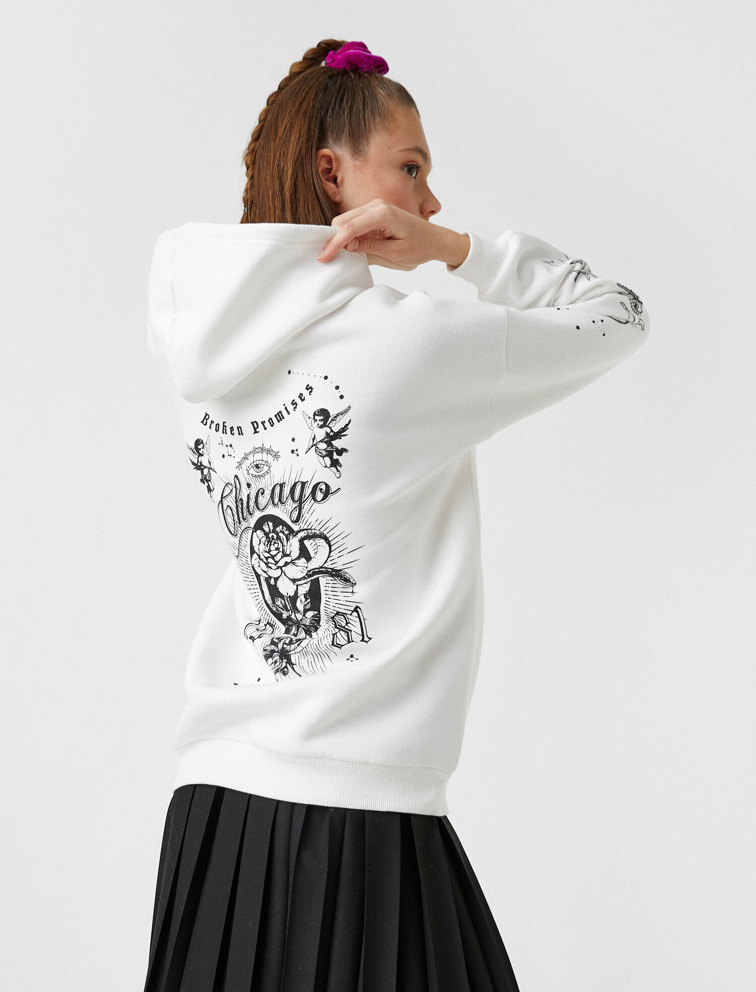  Kapüşonlu Baskılı Sweatshirt