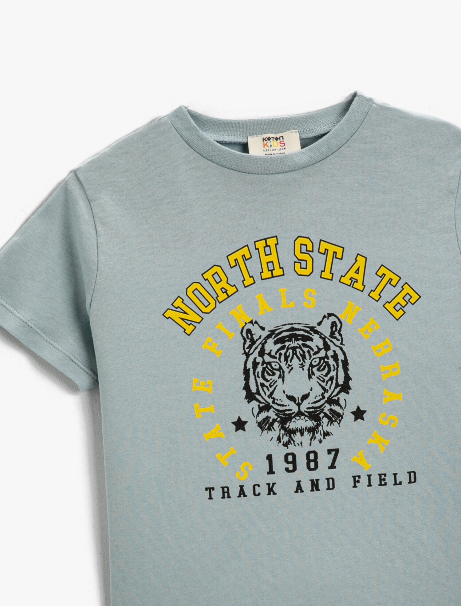  Erkek Çocuk Hayvan Baskılı Kısa Kollu Tişört Pamuklu