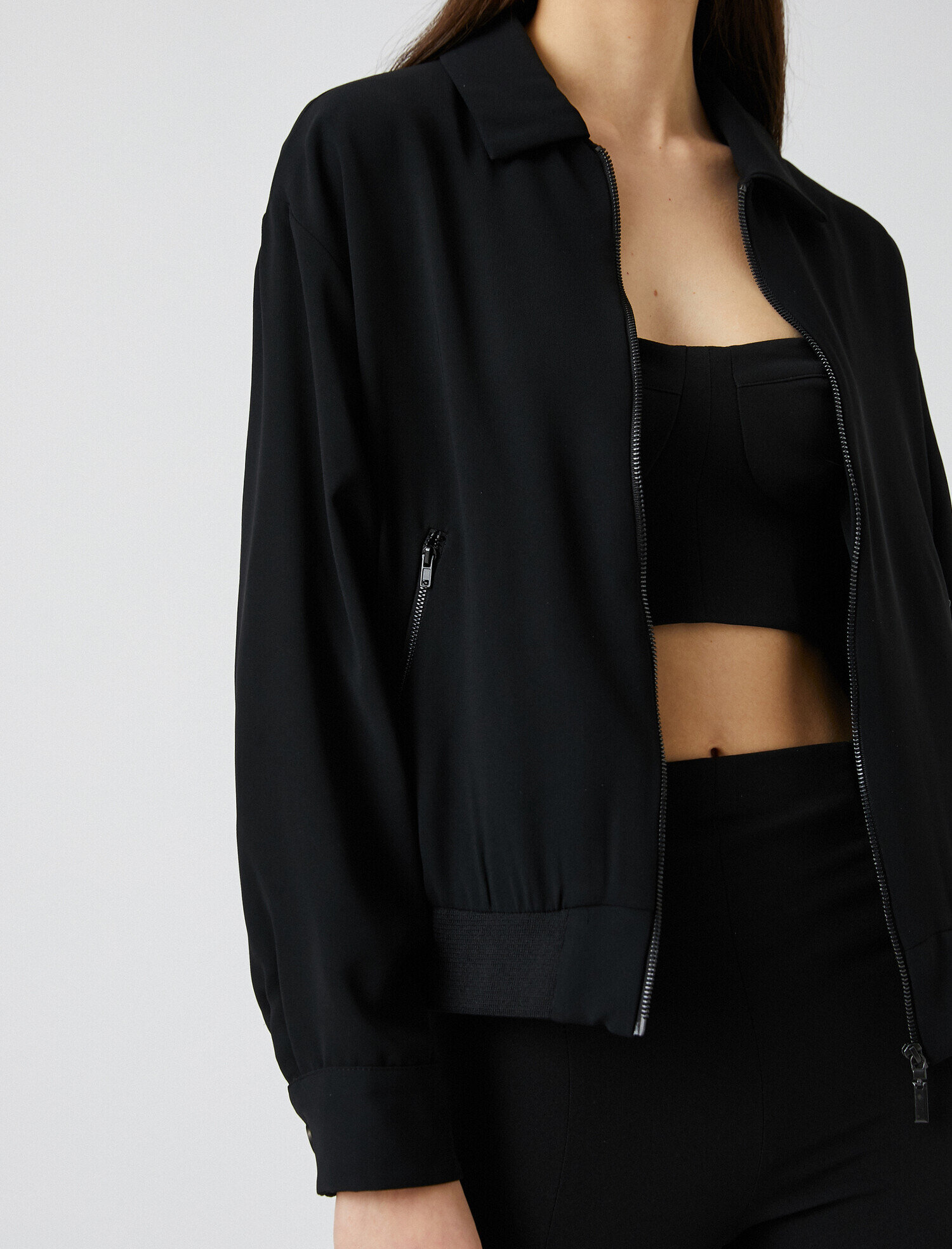   Fermuarlı Cepli Ceket