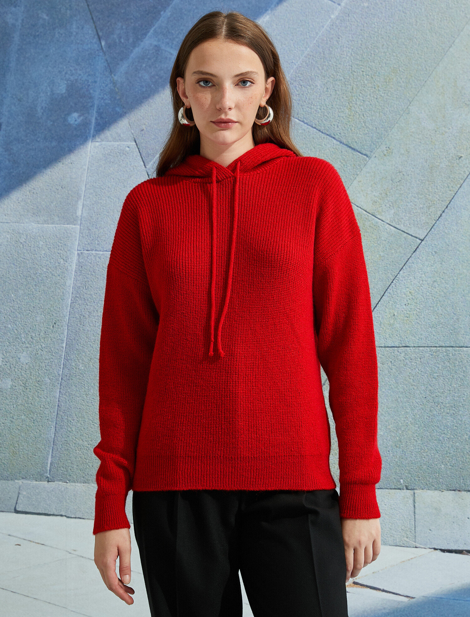   Kapüşonlu Triko Kazak