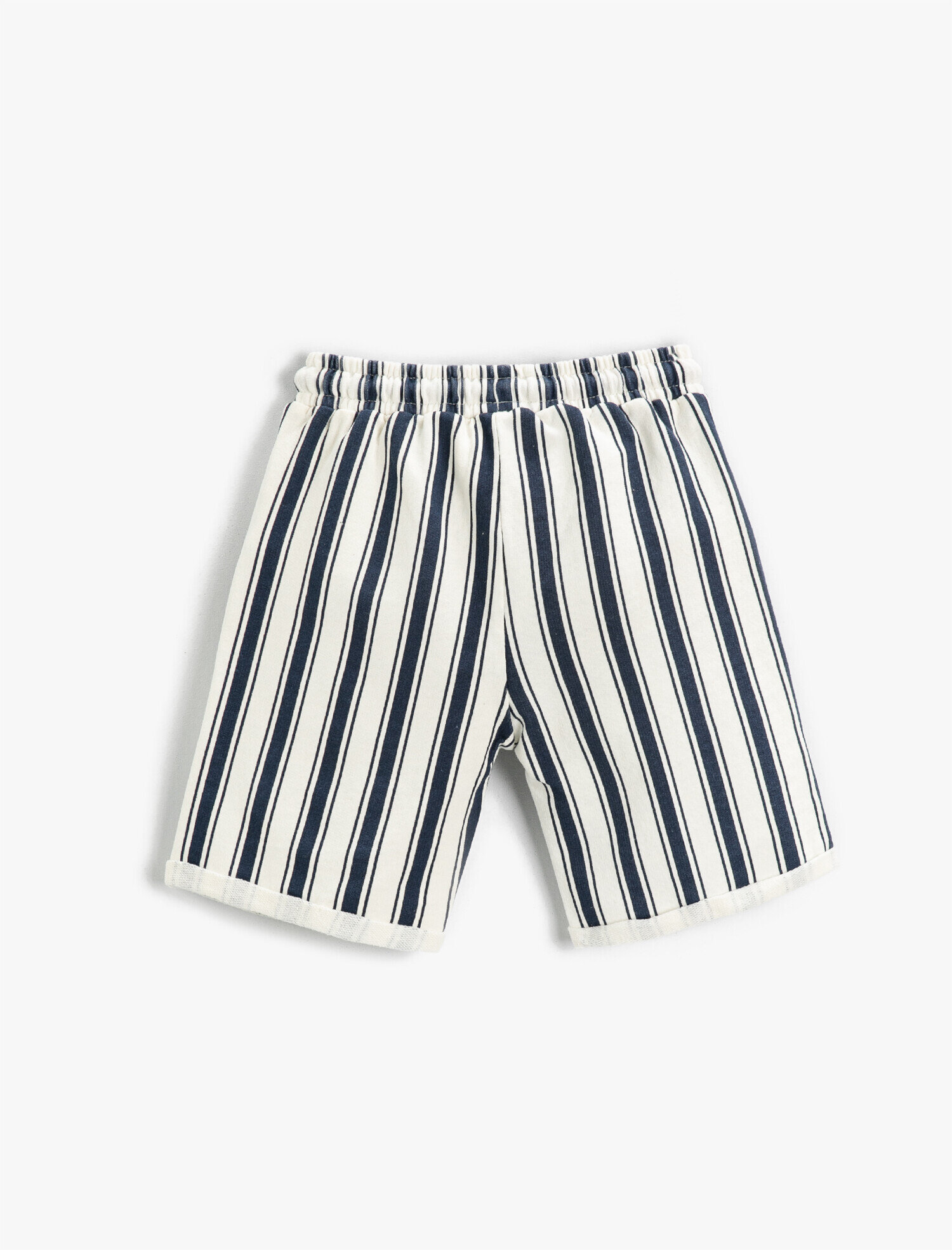  Erkek Çocuk Çizgili Beli Bağcıklı Şort Pamuklu