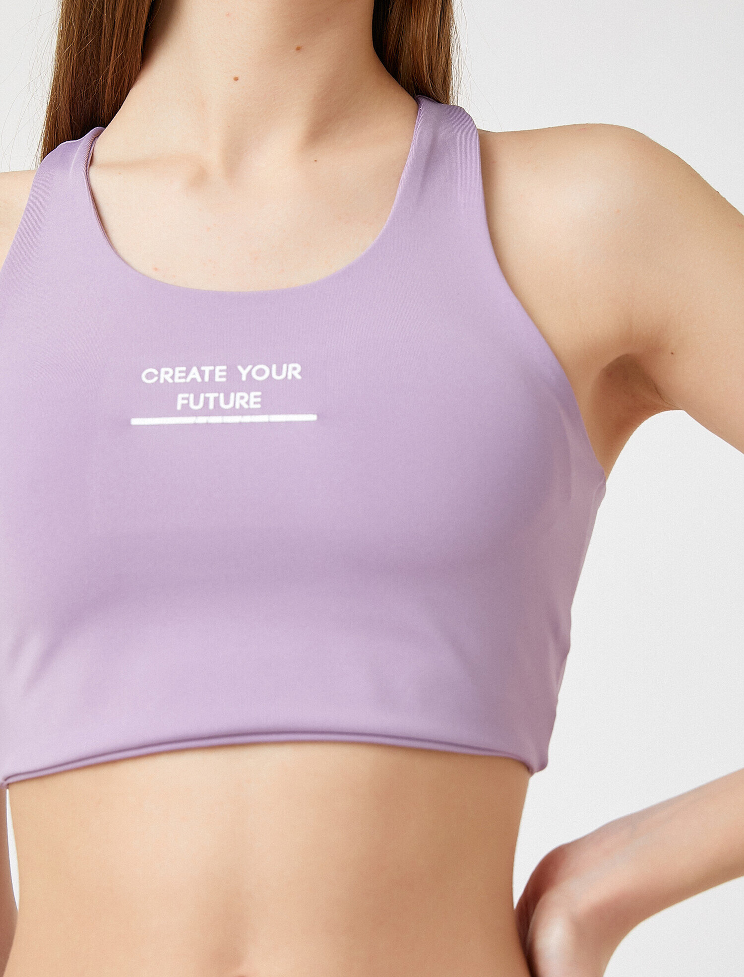   Slogan Baskılı Sporcu Sütyeni