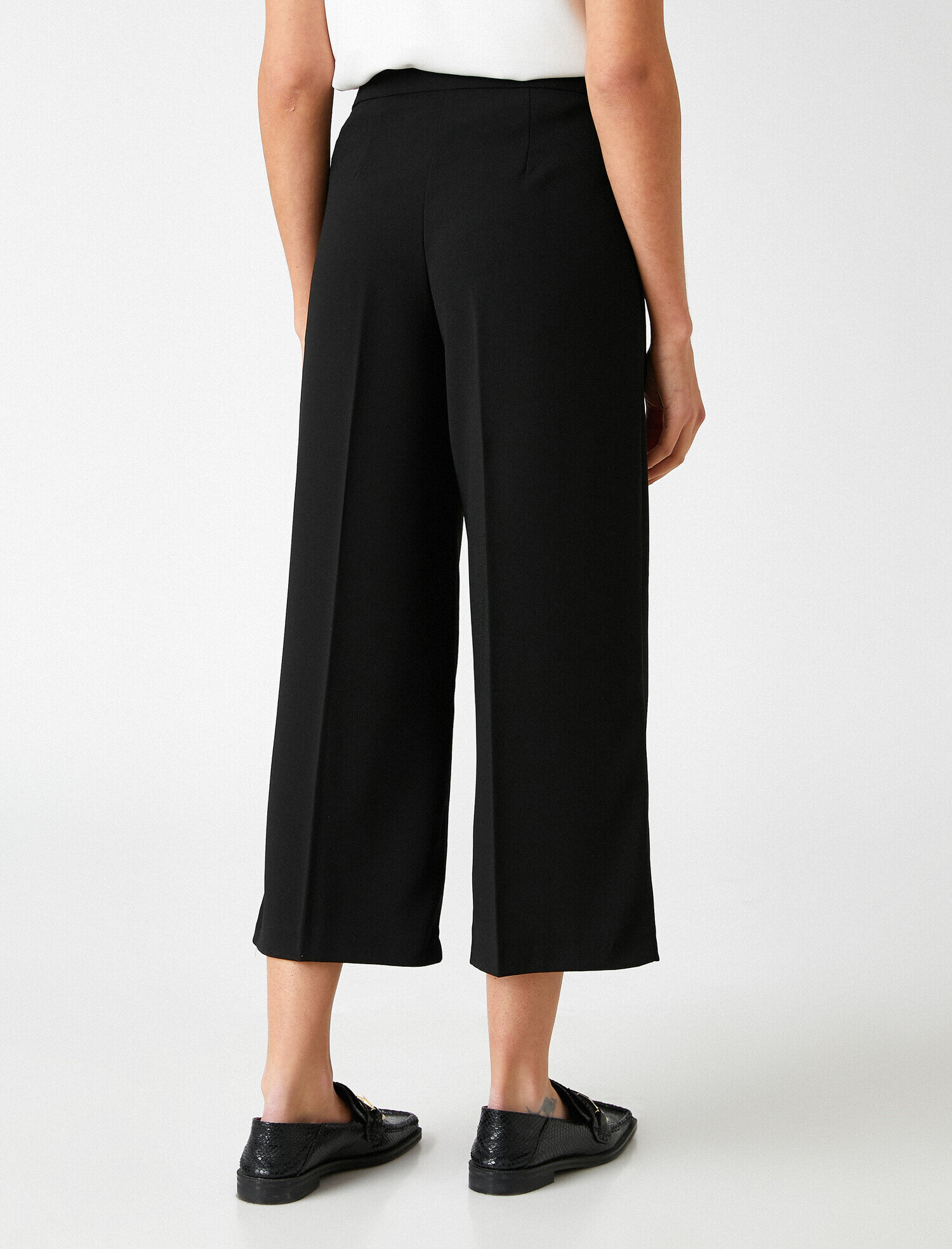   Yüksek Bel Bol Paça Crop Pantolon